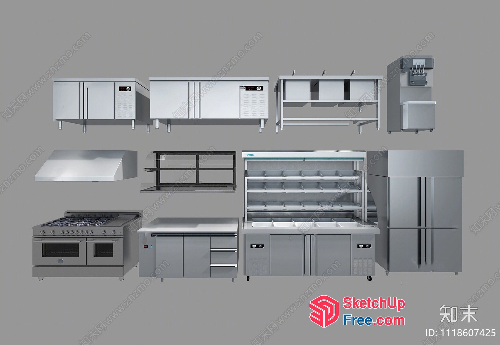 Modern Commercial Kitchen Equipment Collection 3D SketchUp File