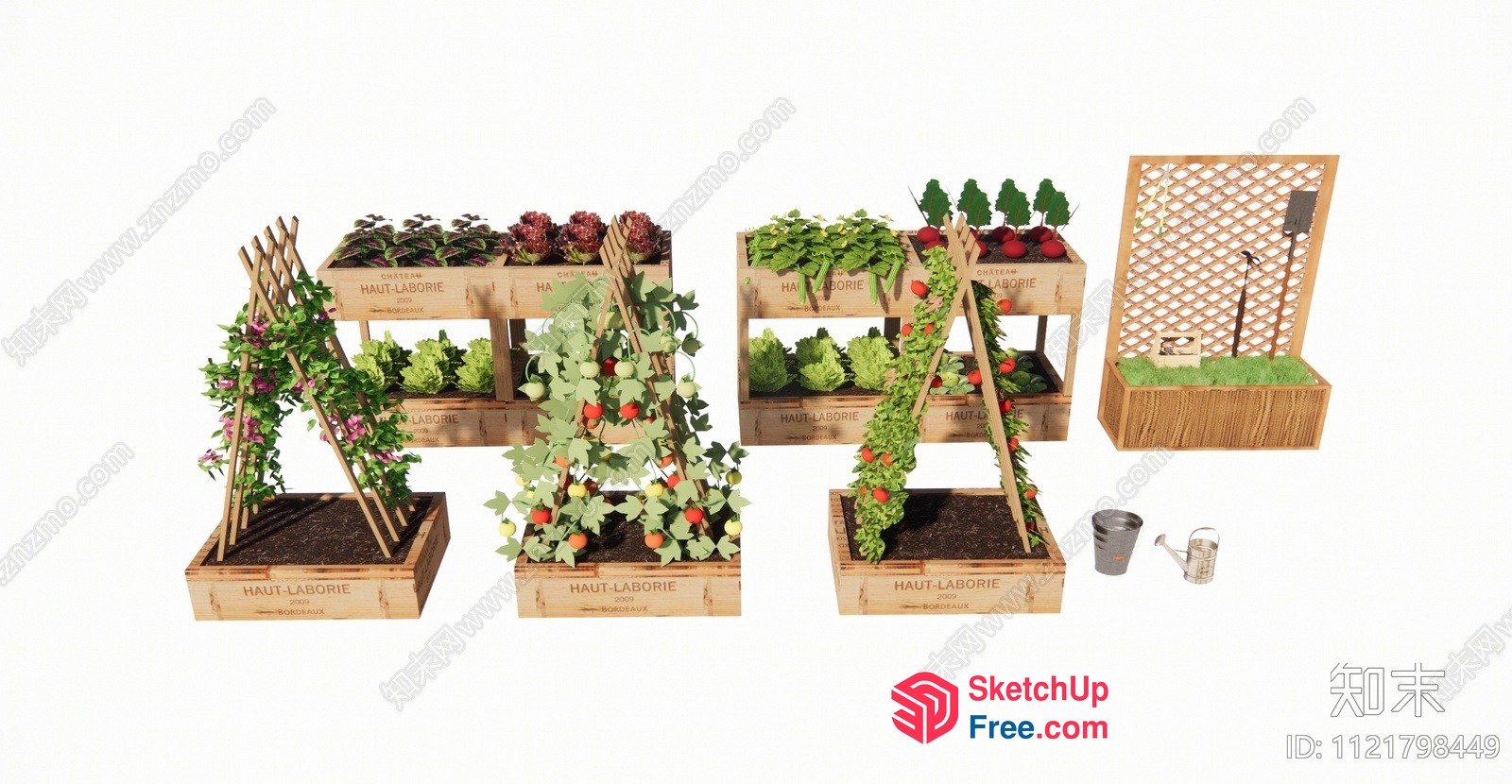 3D Model Of A Garden With Various Plants And Trellises 3D SketchUp File