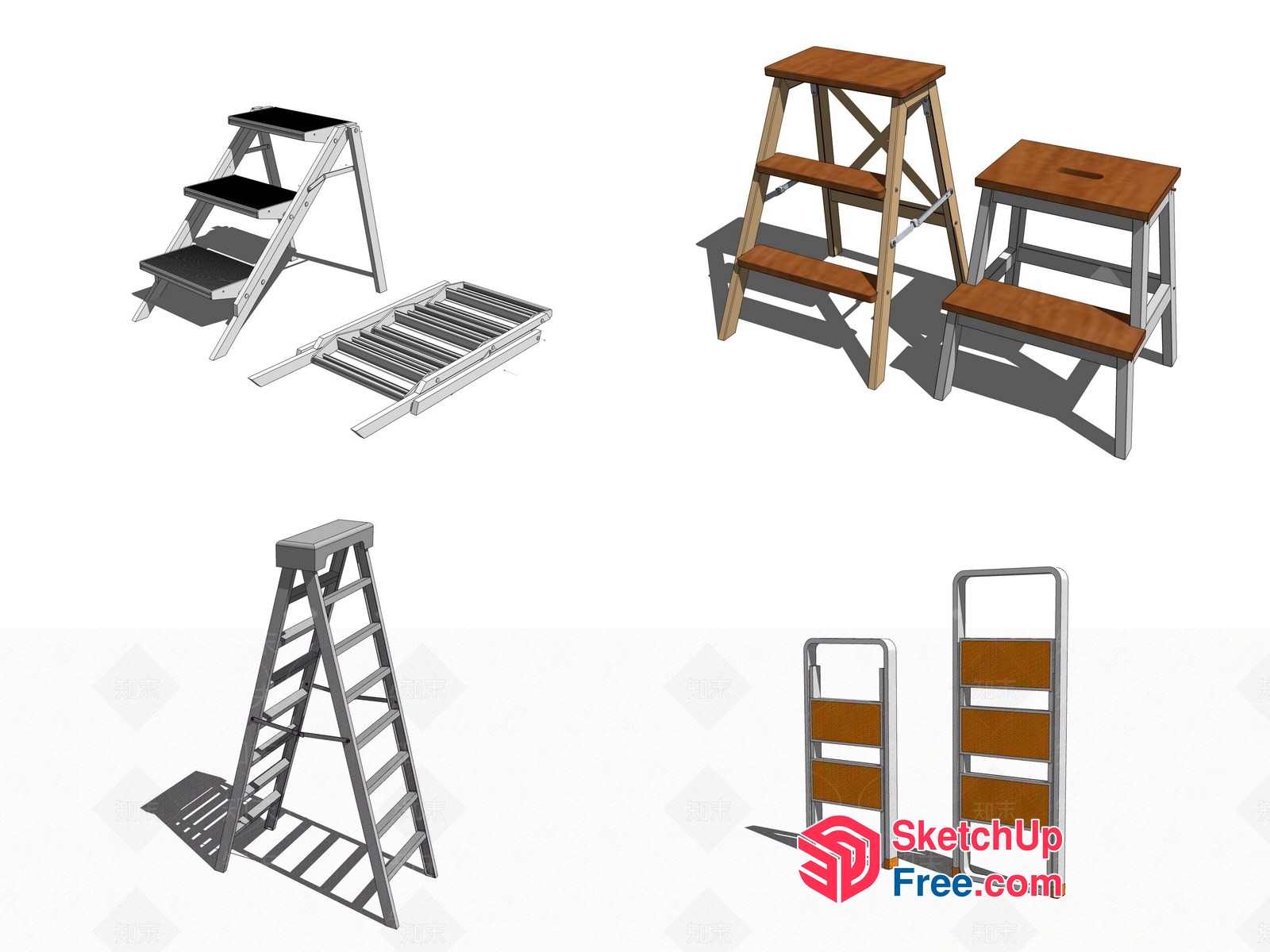 Folding Staircase Ladders For Various Spaces 3D SketchUp File