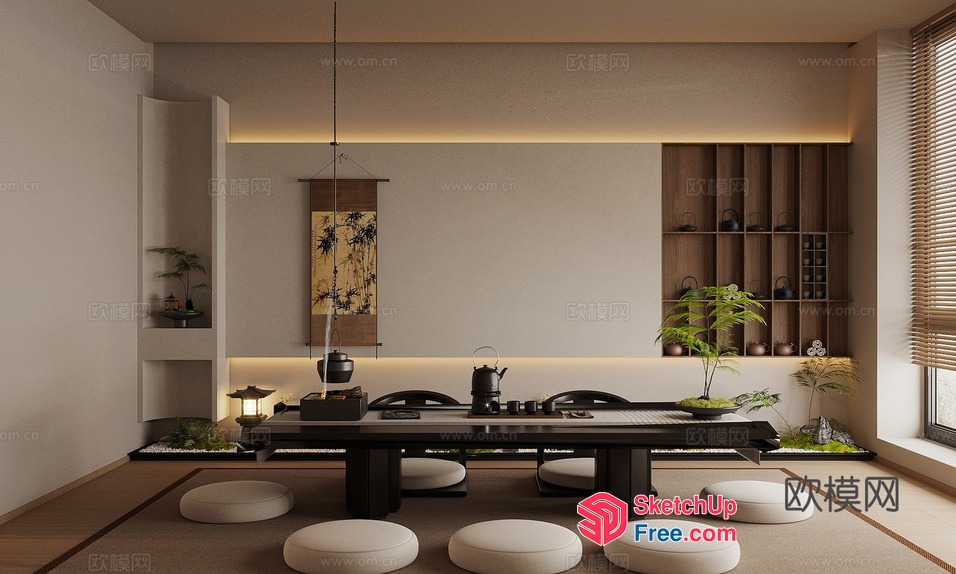 Japanese-Style Tea Room With Elegant Decor 3D SketchUp File