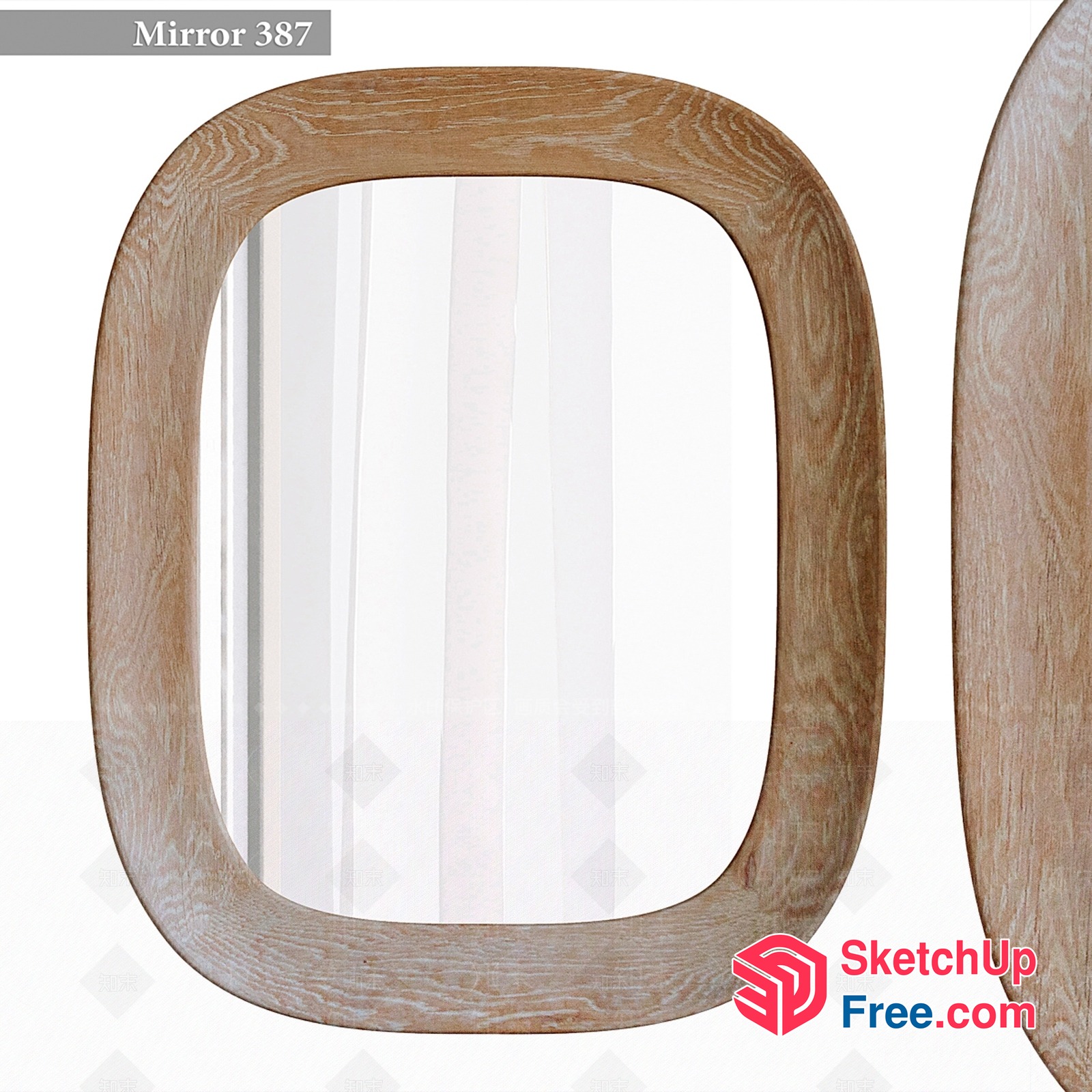 Elegant Wood-Grained Mirror Frame 3D SketchUp File