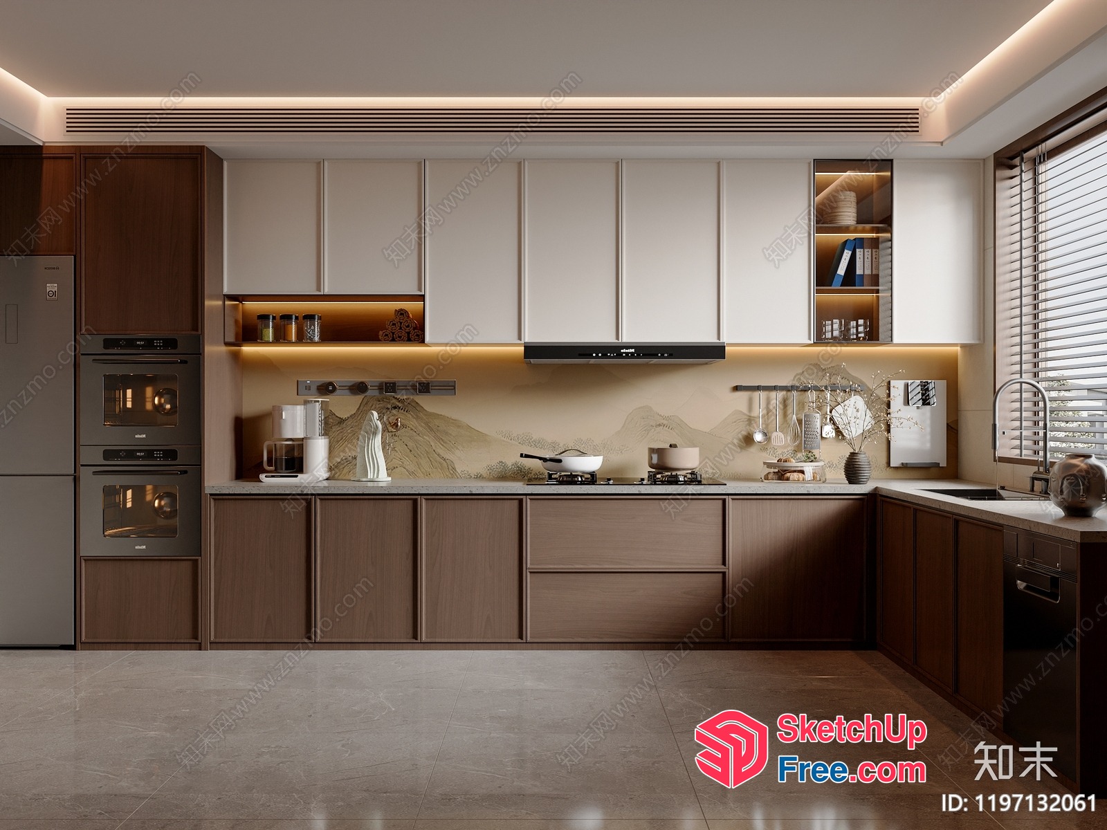 Modern Kitchen With Neutral Tones And Natural Light 3D SketchUp File