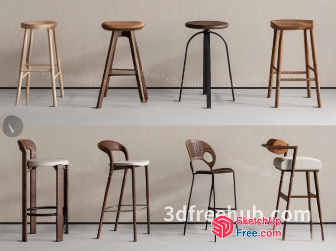 High-Quality 3D Models Of Stools 3D SketchUp File