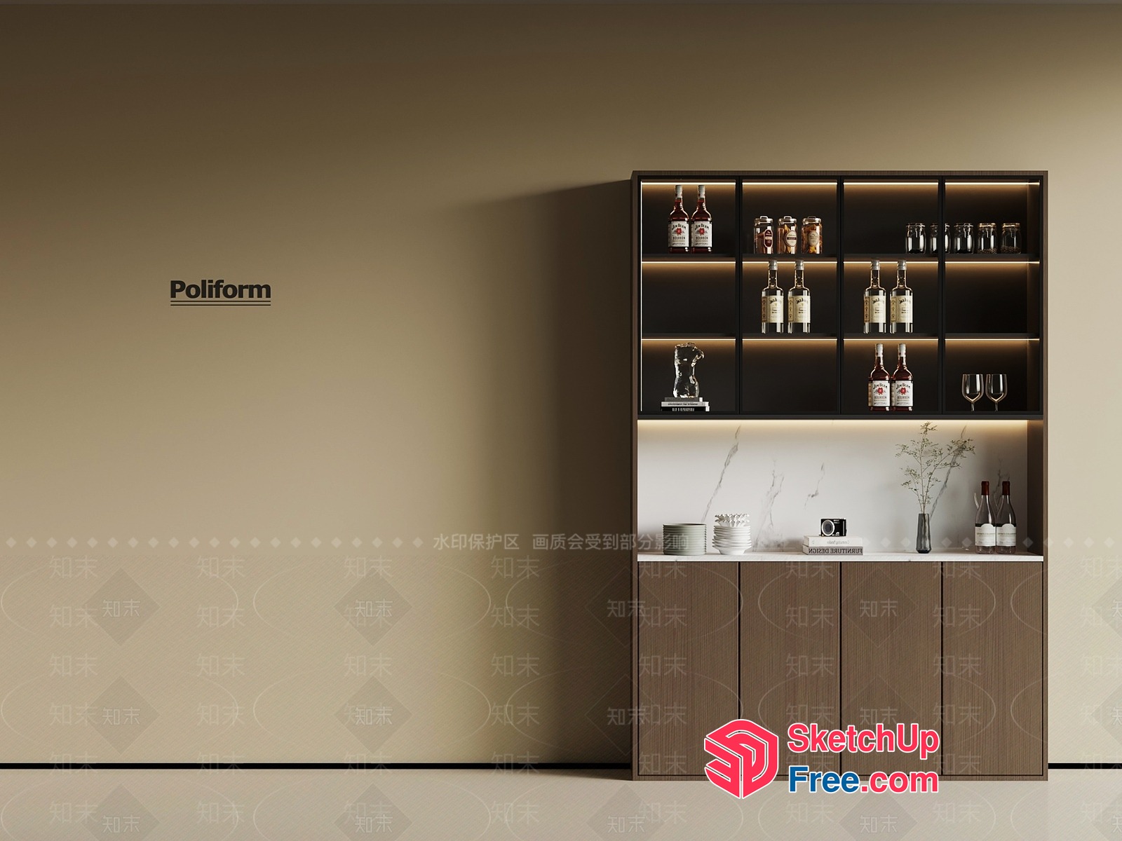 Poliform Bar And Cabinet Design 3D SketchUp File
