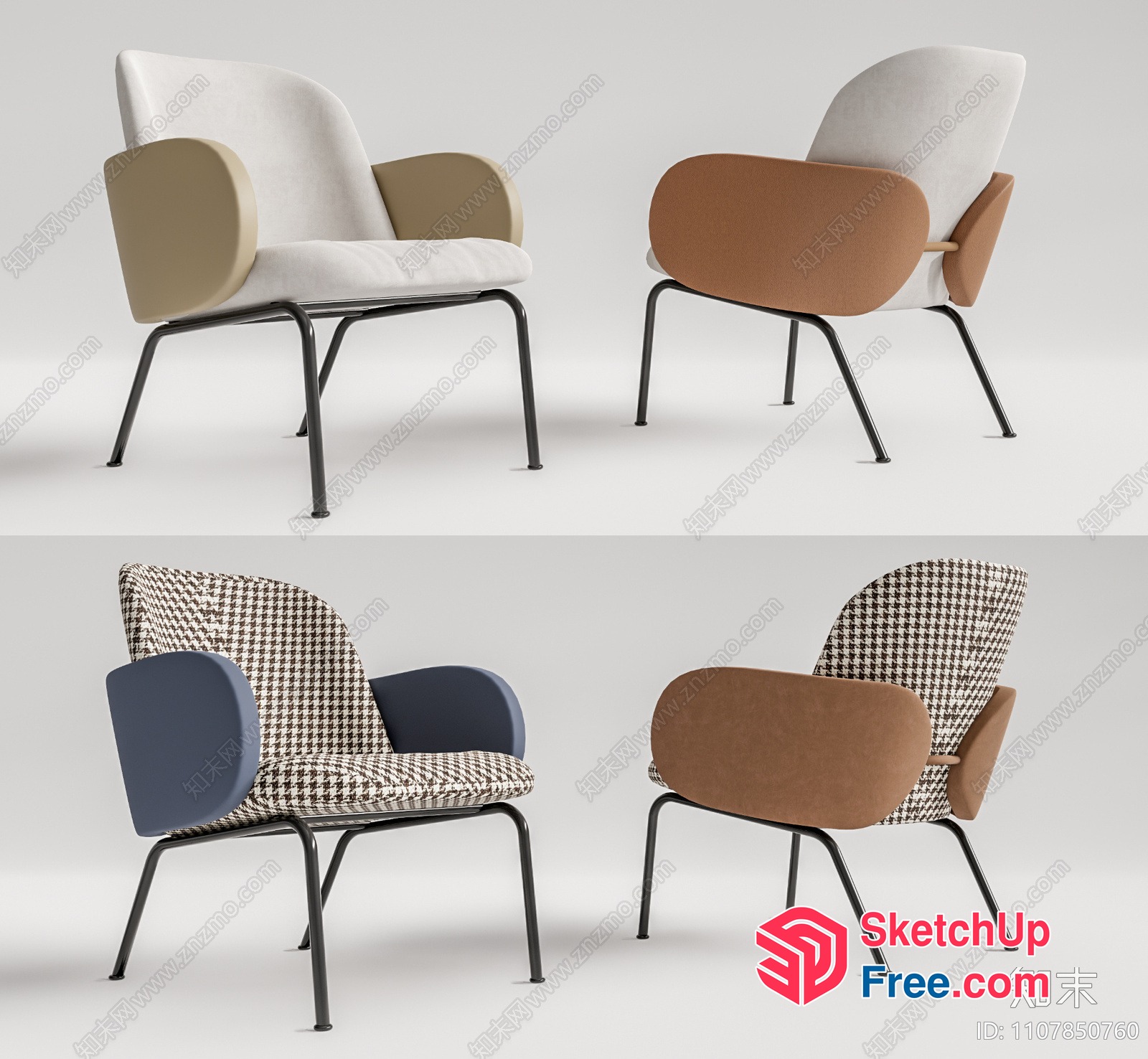 Modern Armchair With A Mix Of Textures And Patterns 3D SketchUp File