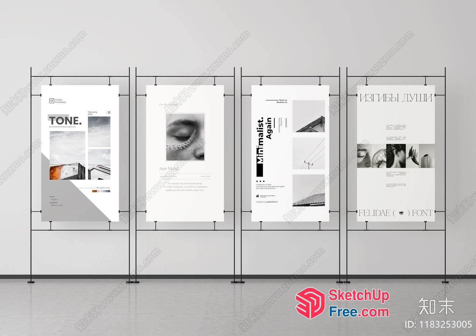 Minimalist Style Posters On Metal Frame 3D SketchUp File