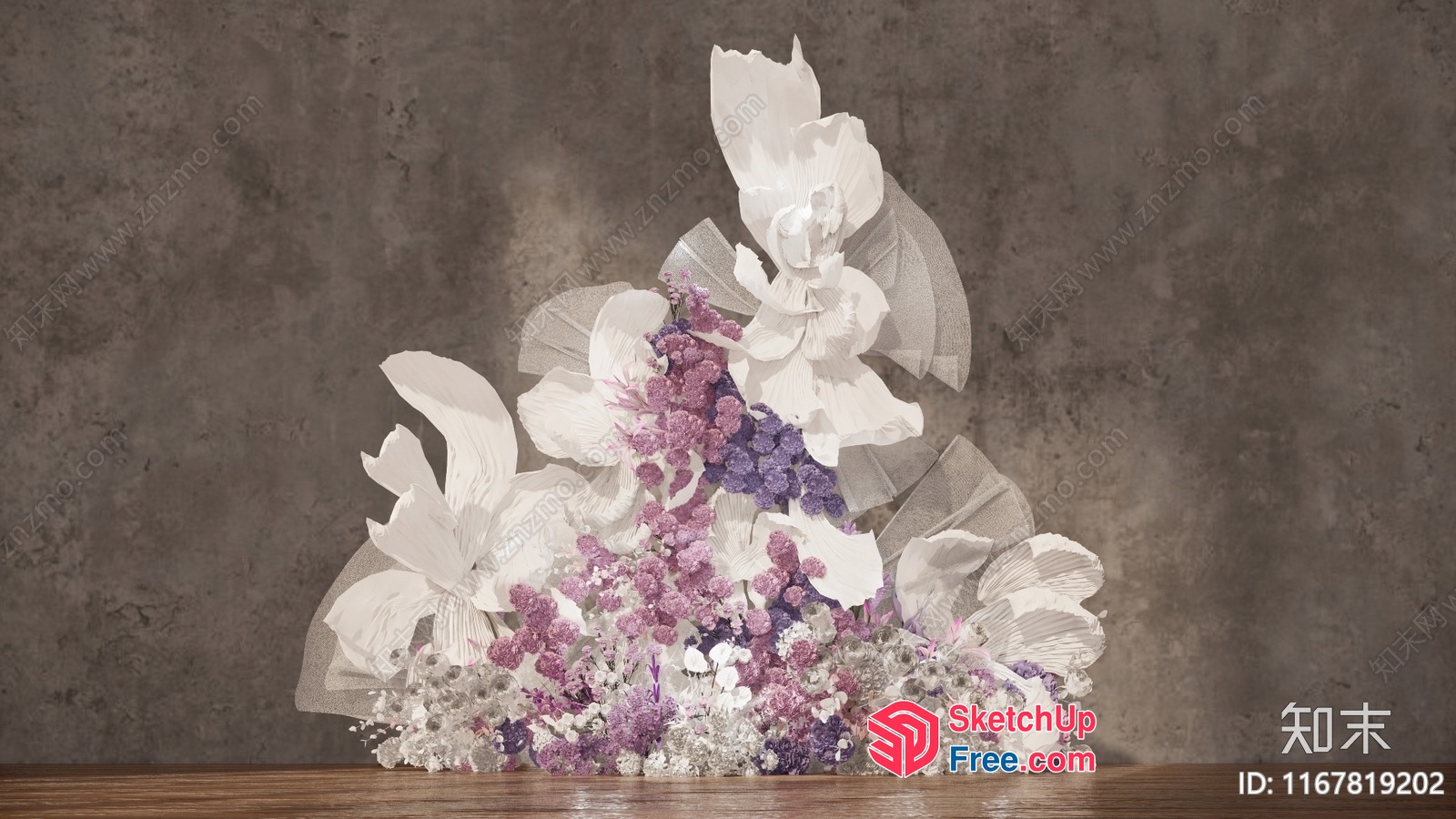 Decorative Flowers In A Pyramid Arrangement 3D SketchUp File