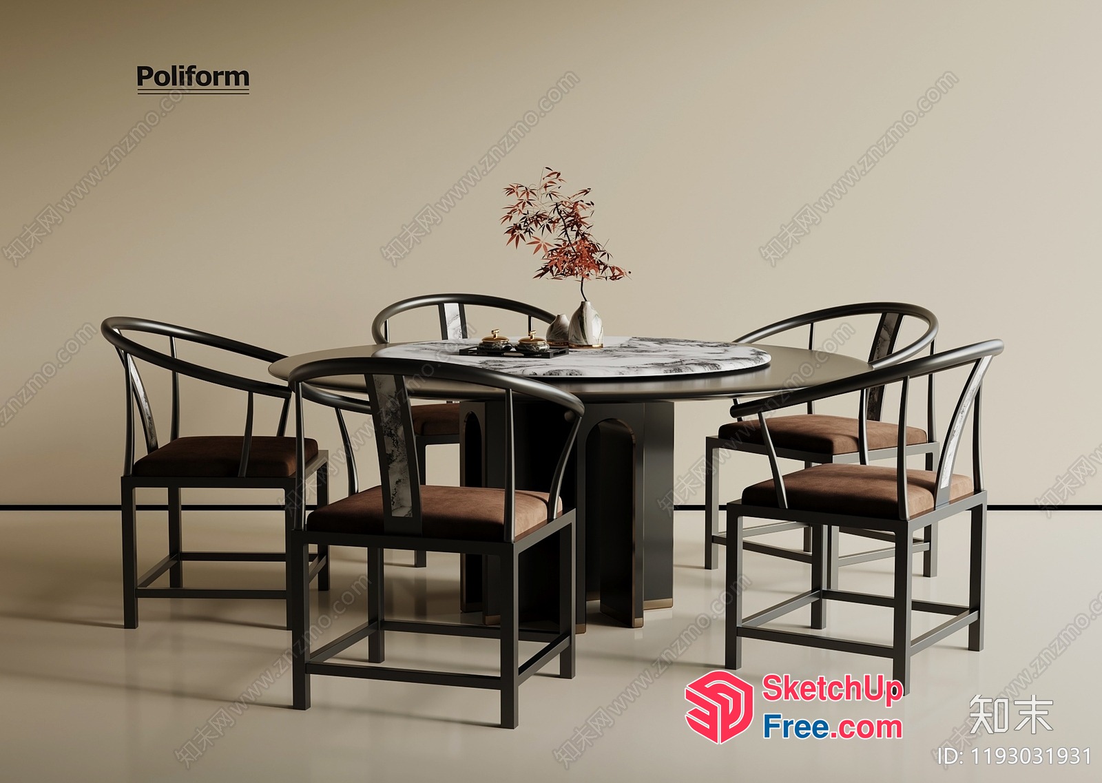 Poliform Dining Room Furniture Set 3D SketchUp File