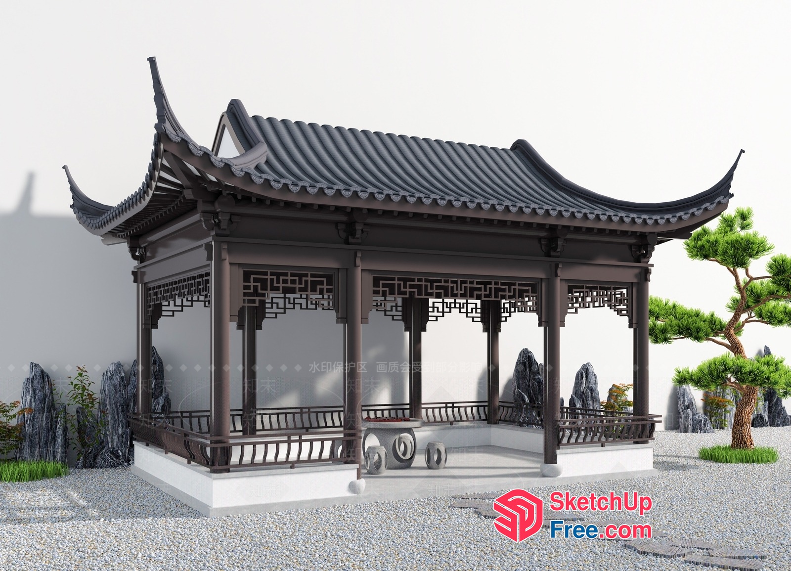 Traditional Chinese Pavilion 3D SketchUp File