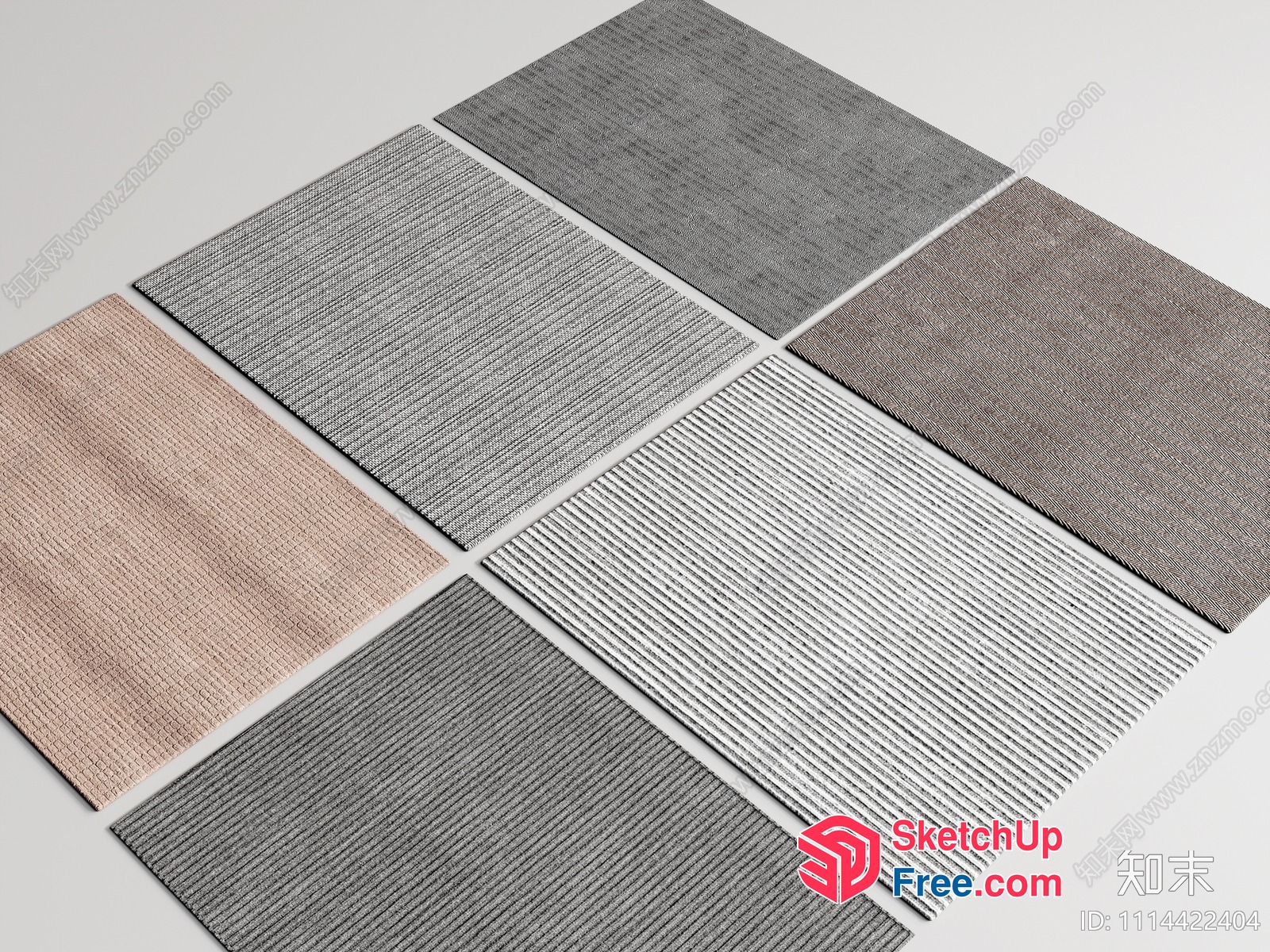 Six Rectangular Rugs In Neutral Colors 3D SketchUp File