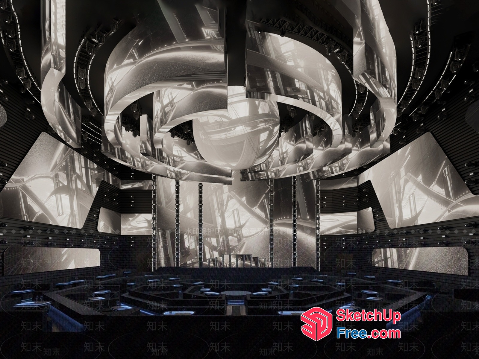 Futuristic Modern Industrial Style Interior 3D SketchUp File