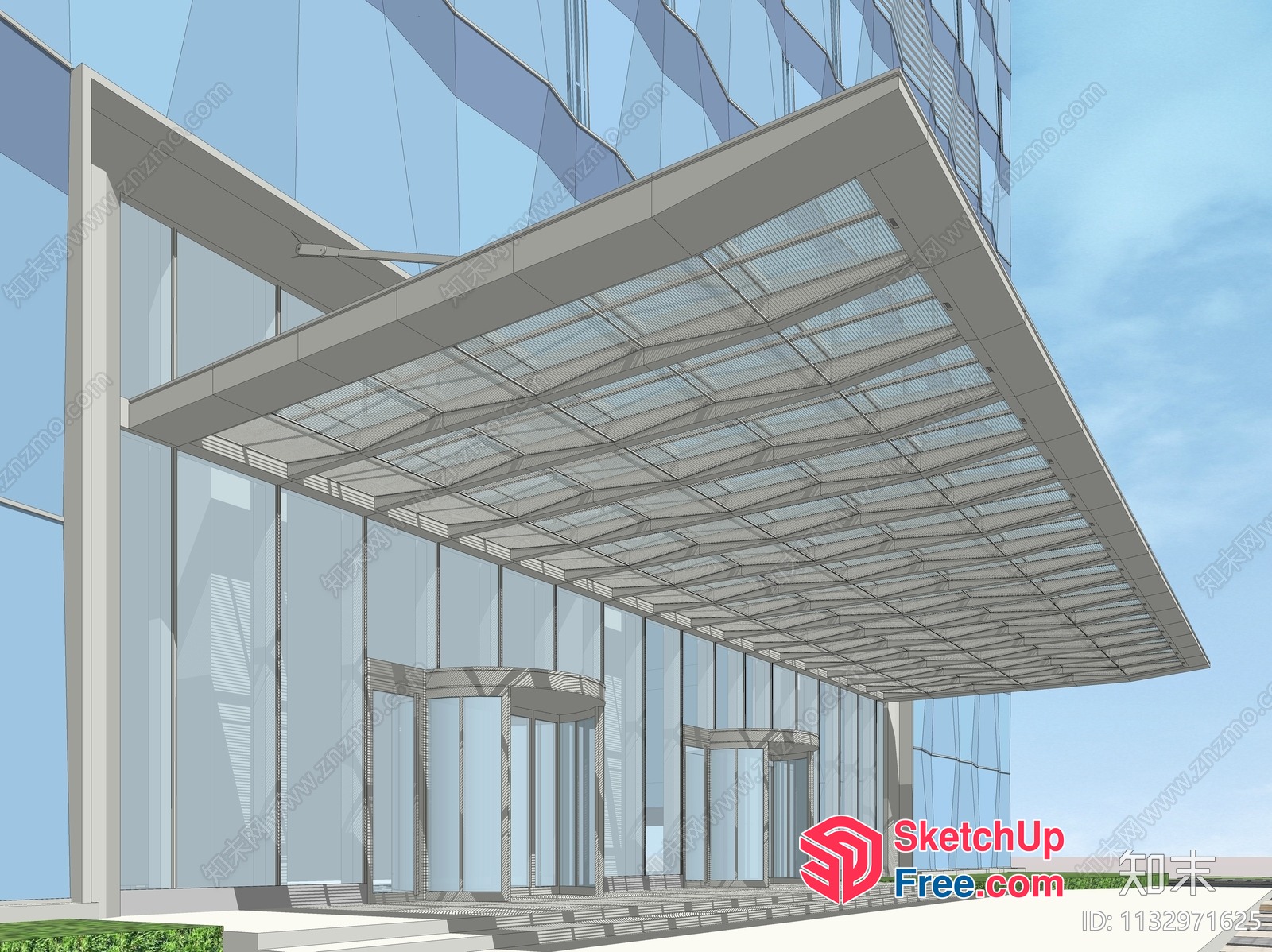 Glass Curtain Wall Building Exterior 3D SketchUp File