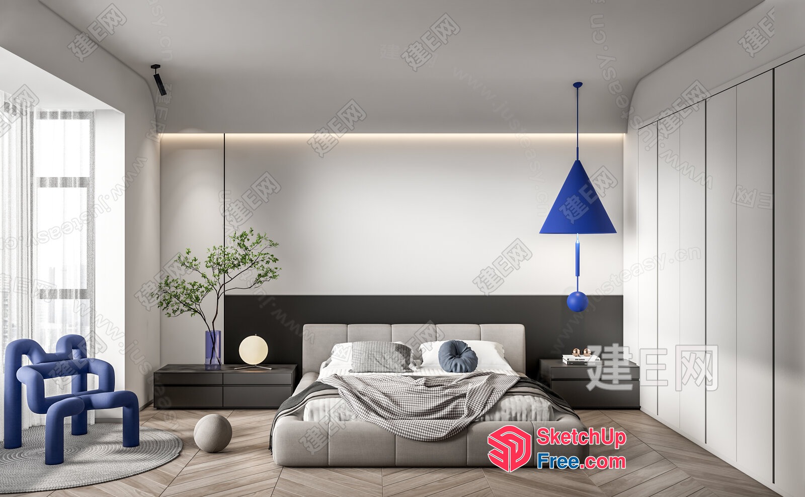 Modern Minimalist Bedroom With Sleek Furniture 3D SketchUp File
