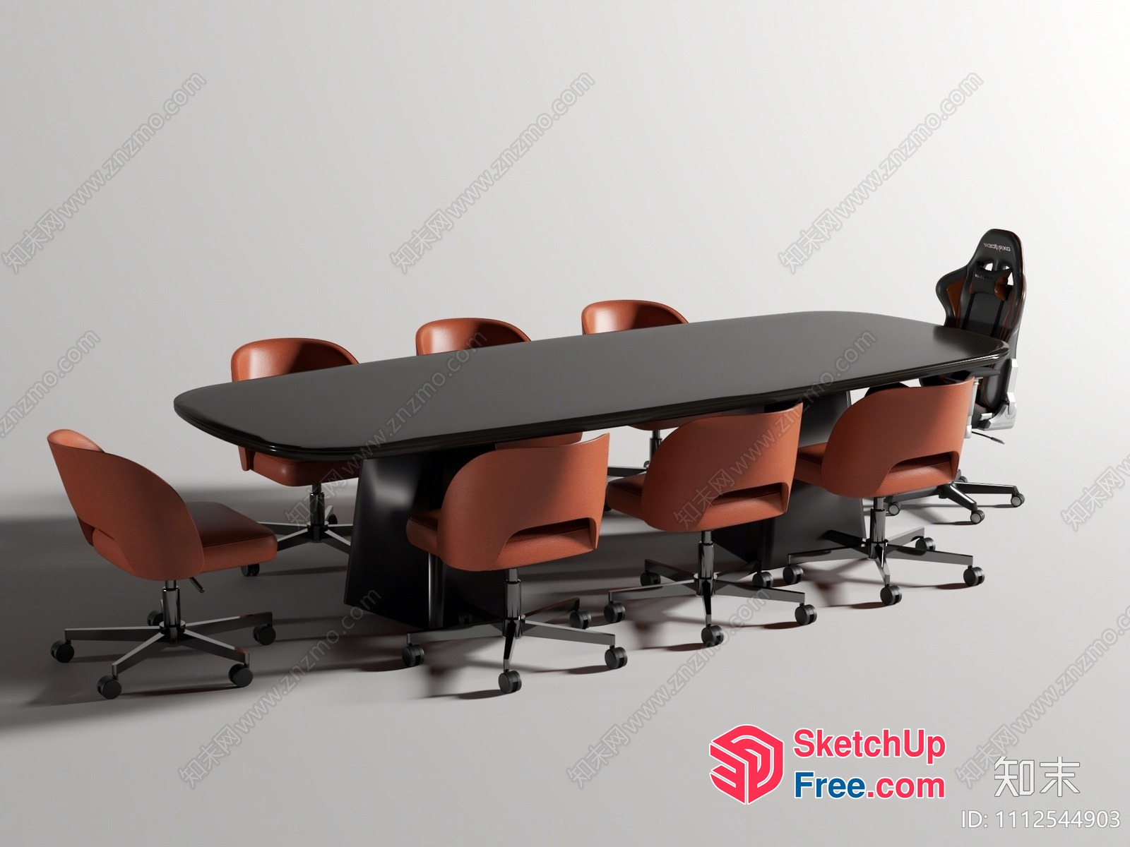 Modern Conference Table And Chairs Set 3D SketchUp File