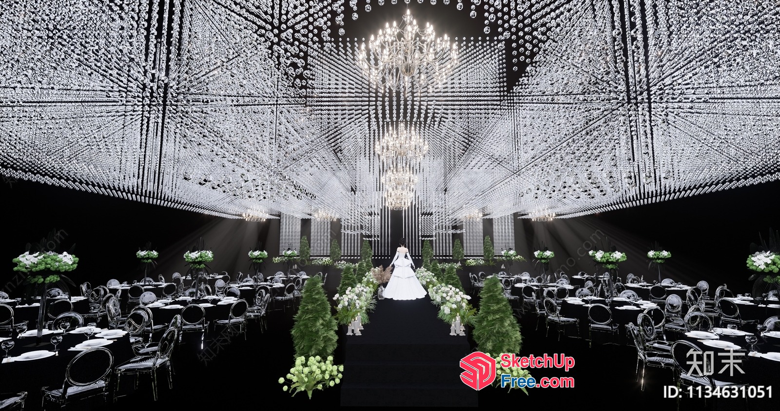 Elegant Wedding Hall Interior 3D SketchUp File