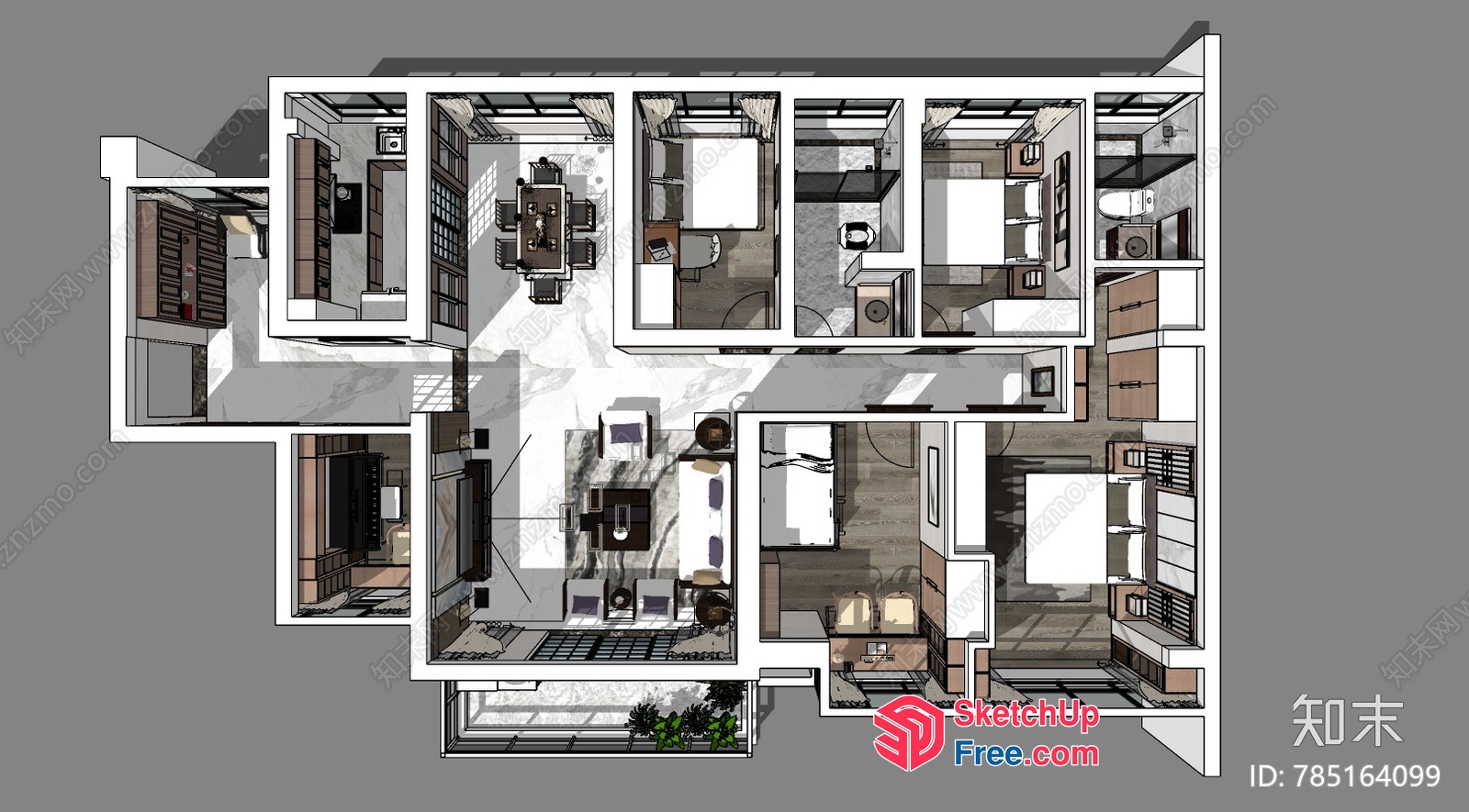 3D Floor Plan Of A Large House 3D SketchUp File