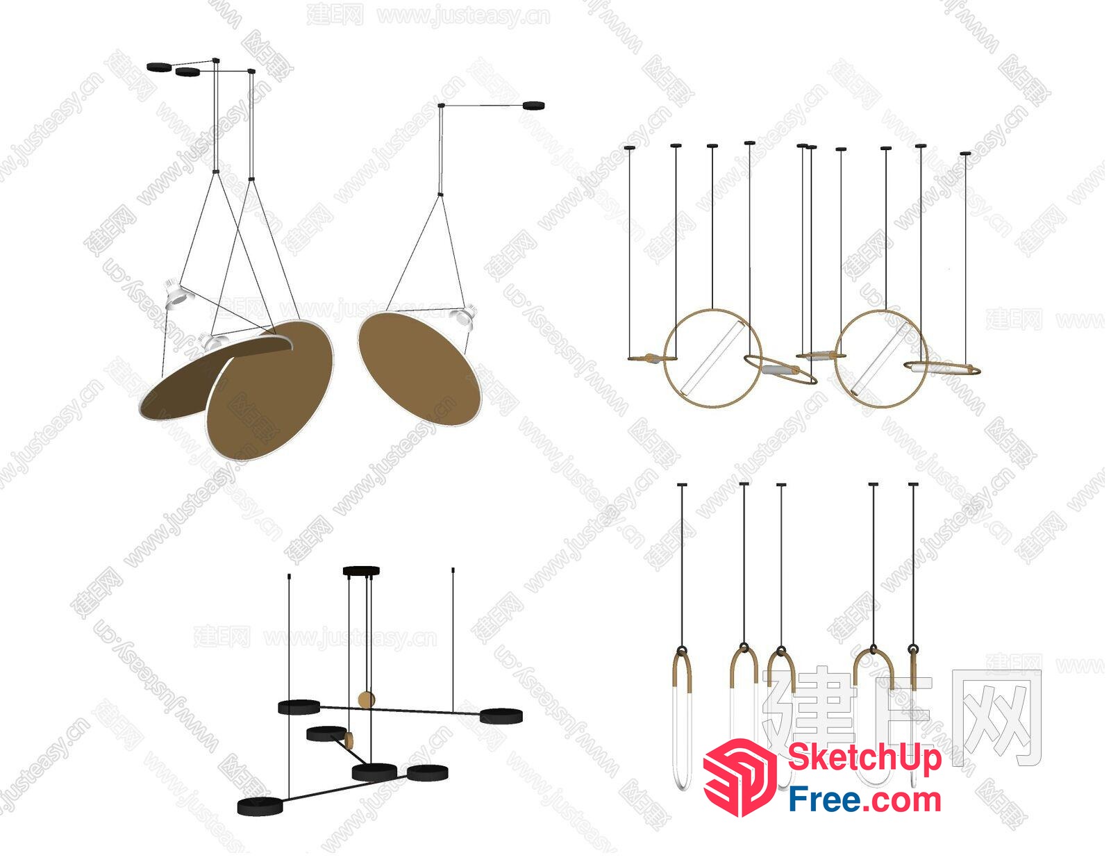 Modern Minimalist Chandelier Lighting Fixtures 3D SketchUp File