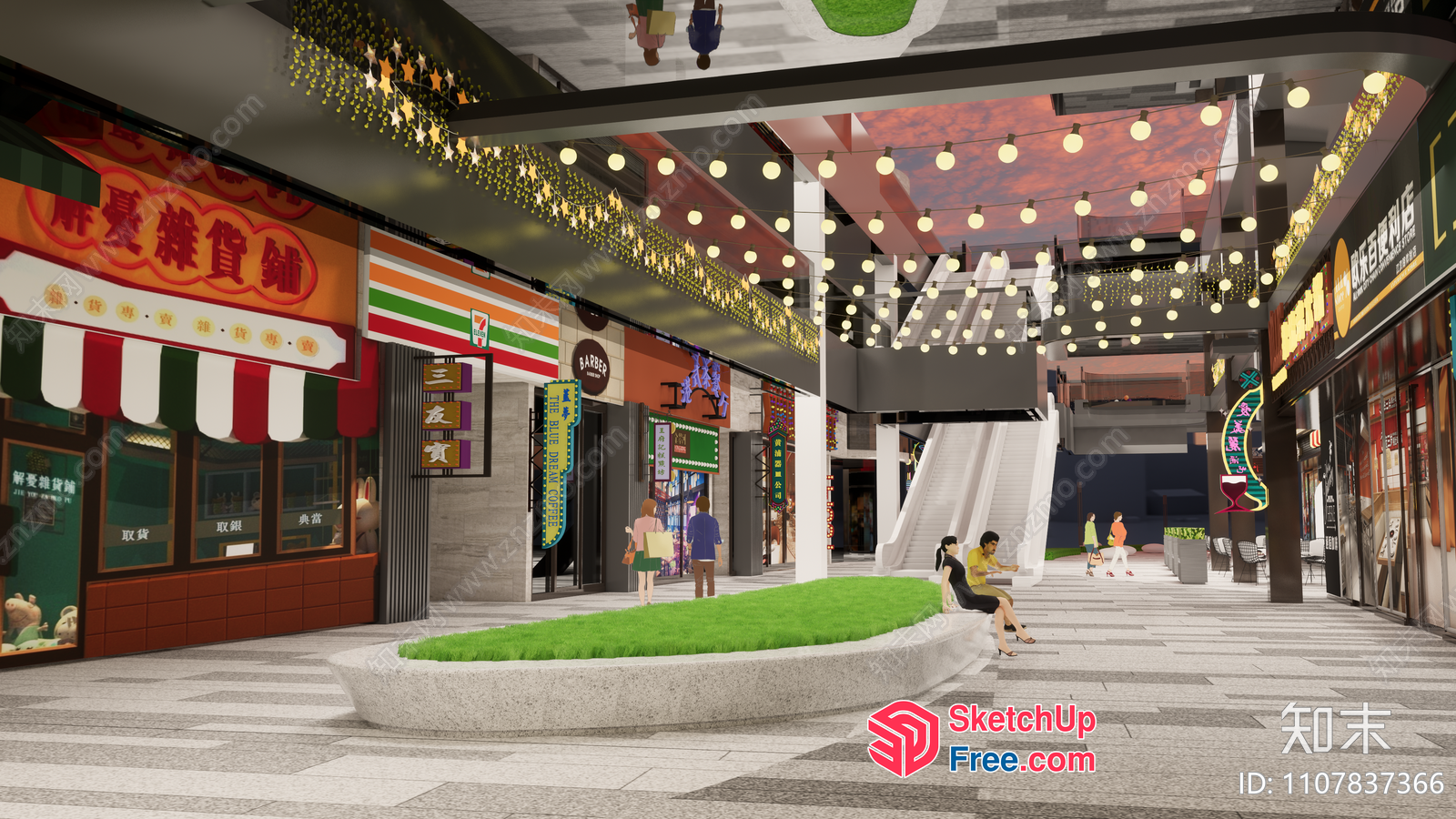 Asian Commercial Street Interior 3D SketchUp File