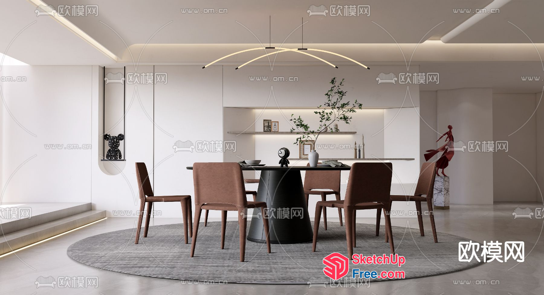 Minimalist Modern Dining Room With Sleek Furniture 3D SketchUp File