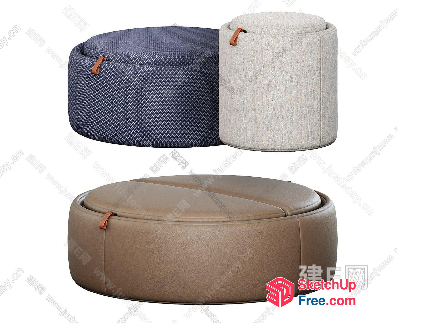 Circular Ottoman Stool Furniture 3D SketchUp File