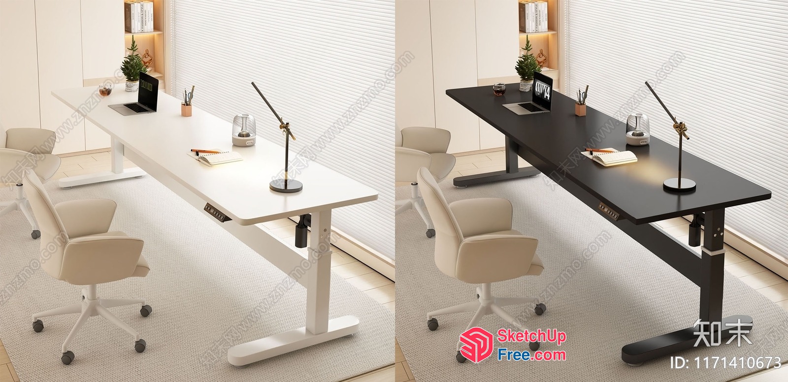 Modern Office Furniture Arrangement 3D SketchUp File