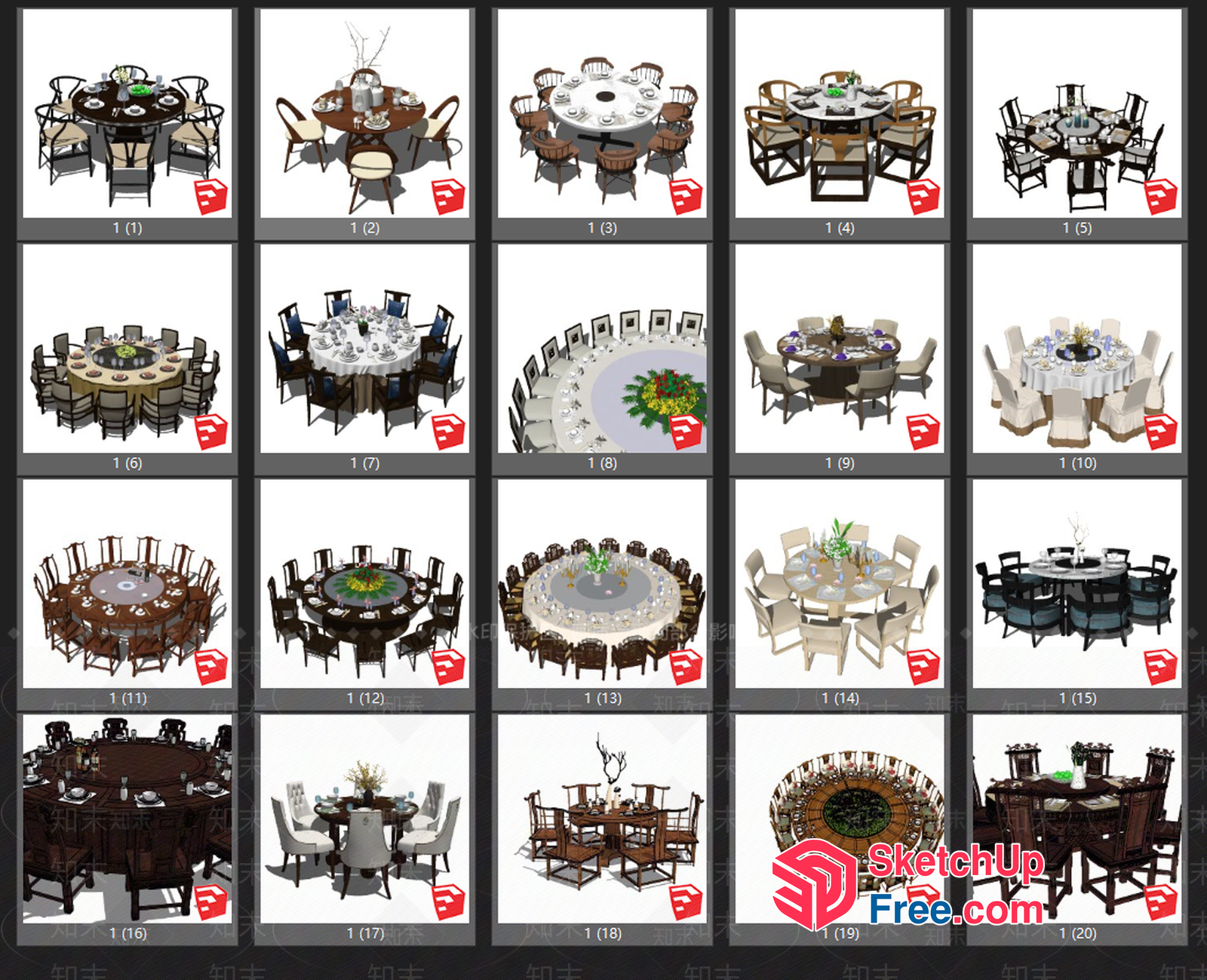 3D Models Of Various Dining Tables 3D SketchUp File