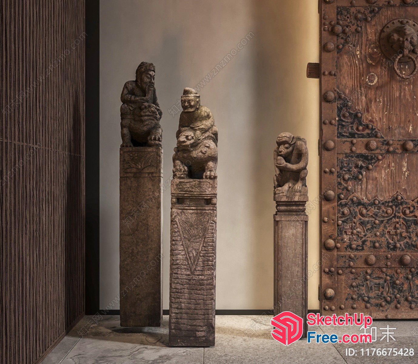 Decorative Pillars With Animal Carvings 3D SketchUp File