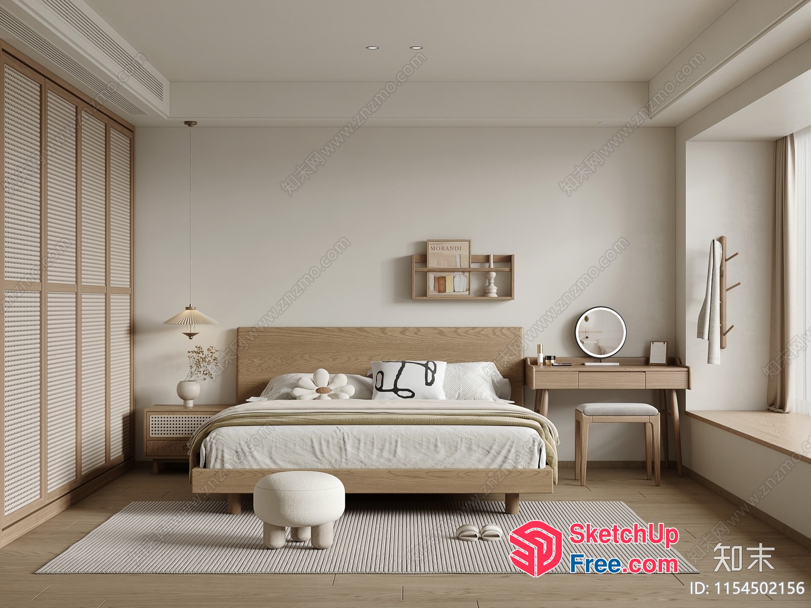 Elegant Minimalist Bedroom Interior Design 3D SketchUp File