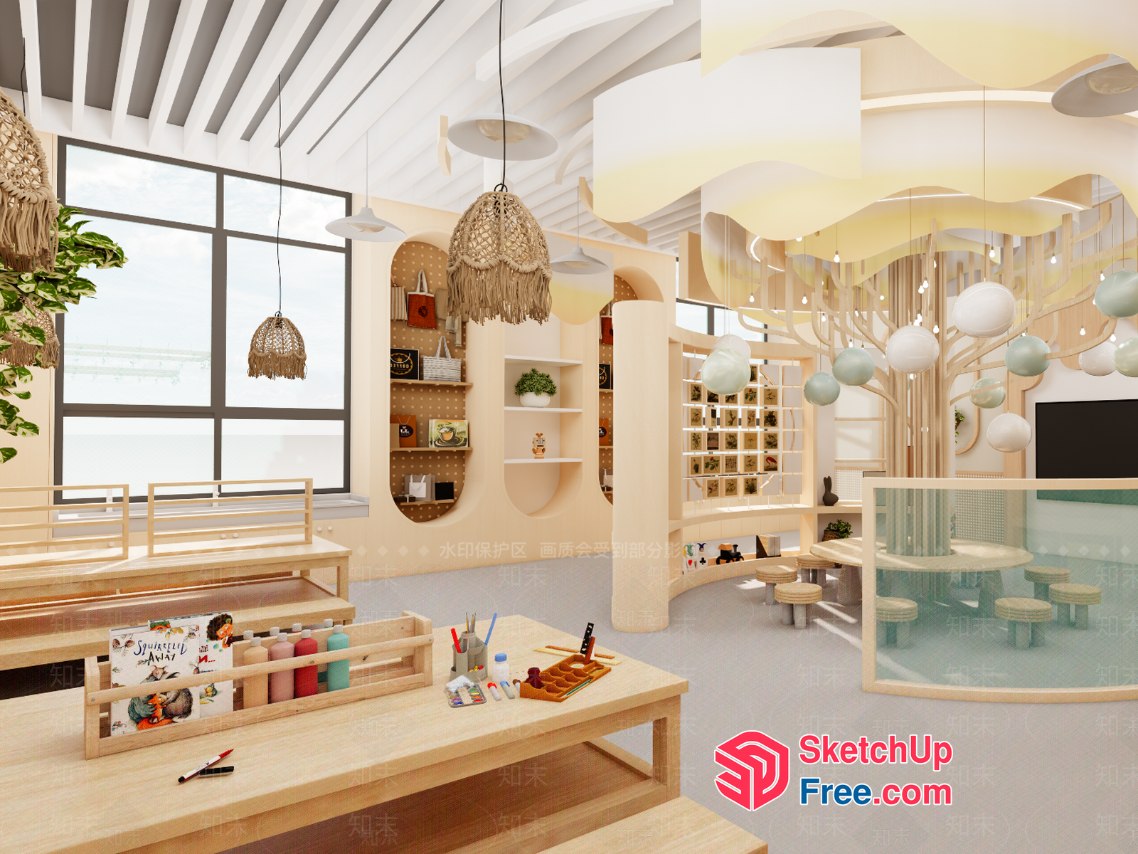 Modern Scandinavian-Inspired Children'S Playroom 3D SketchUp File