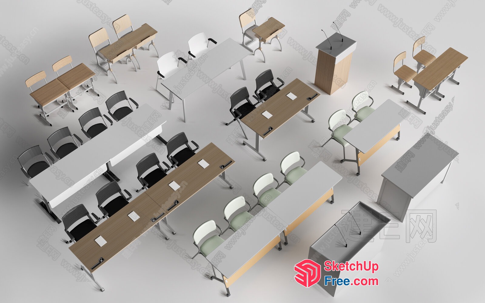 Modern Office Meeting Room Furniture Set 3D SketchUp File