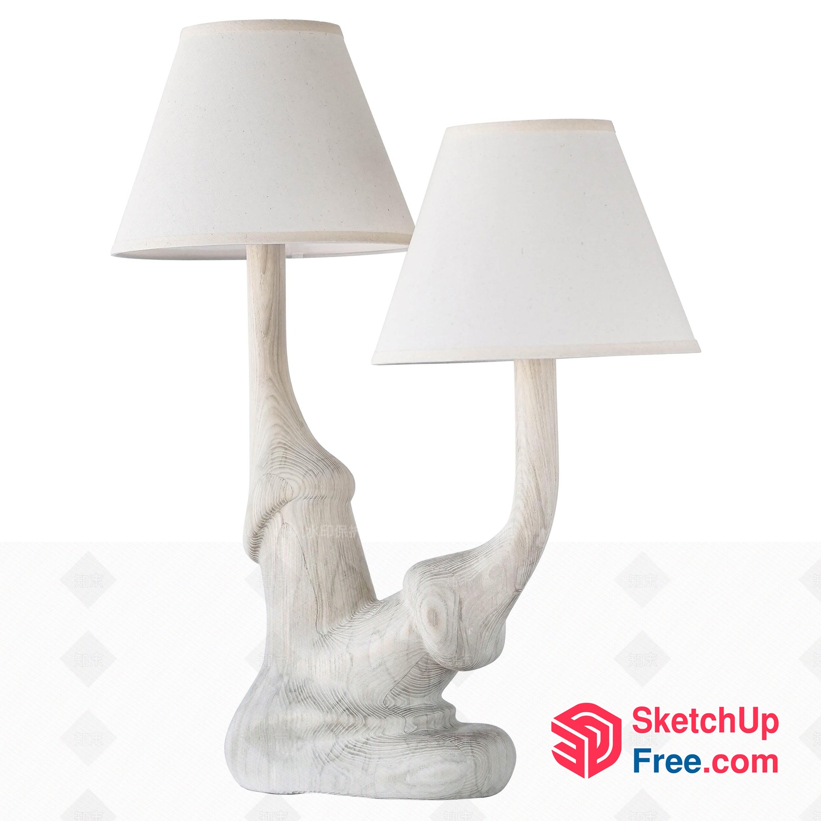 Unique Table Lamp Design With Distinctive Wood Grain Pattern 3D SketchUp File