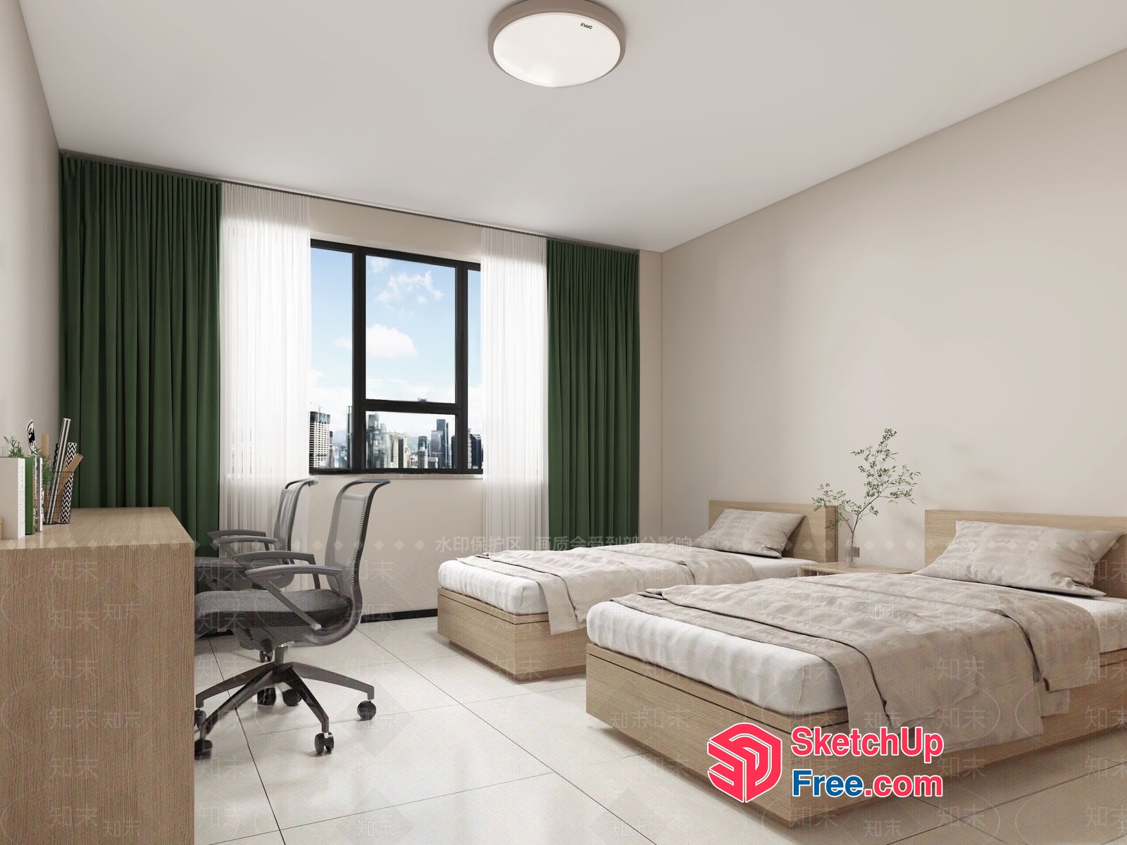 Modern Minimalist Homestay Bedroom 3D SketchUp File