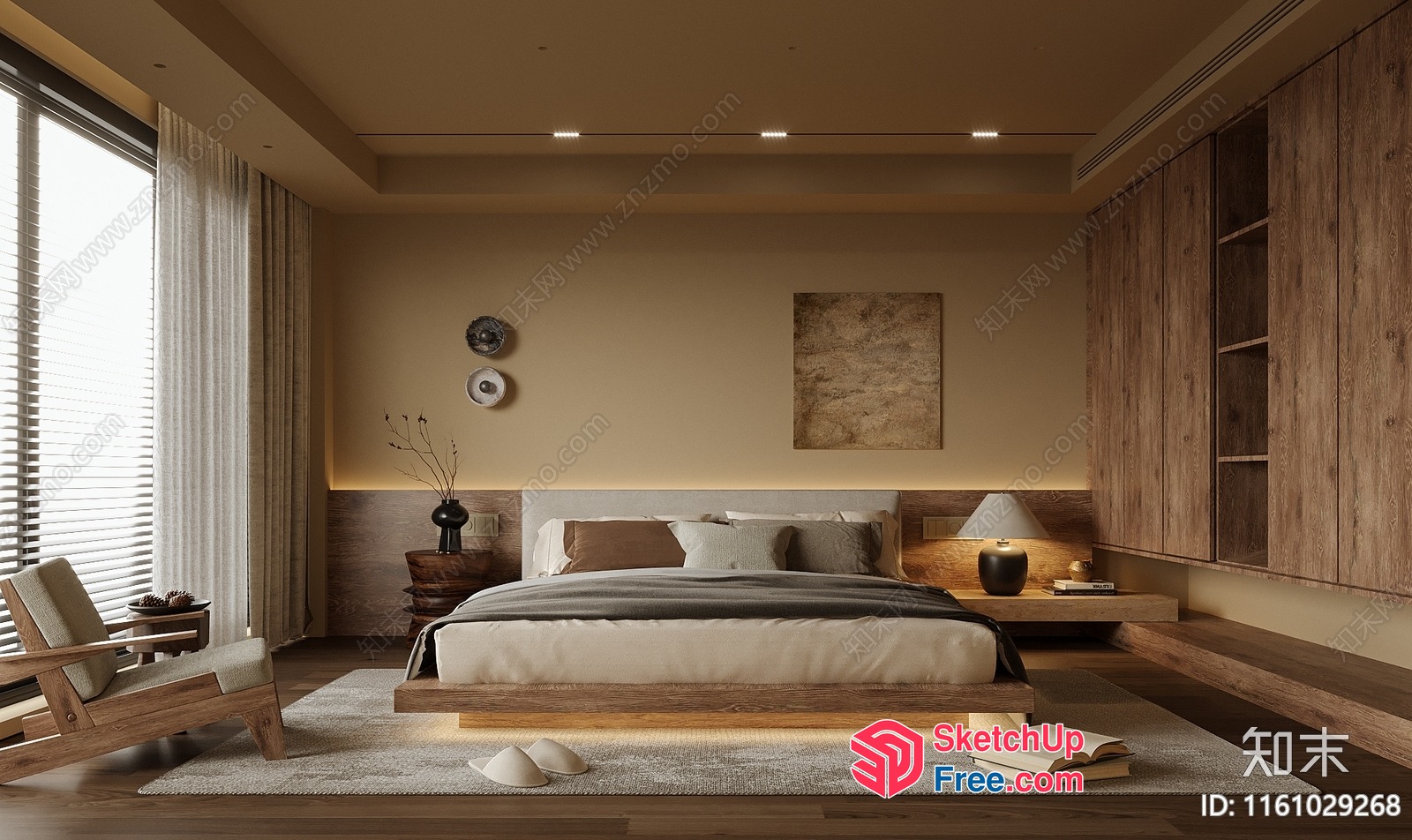 Elegant Minimalist Japanese Style Bedroom 3D SketchUp File