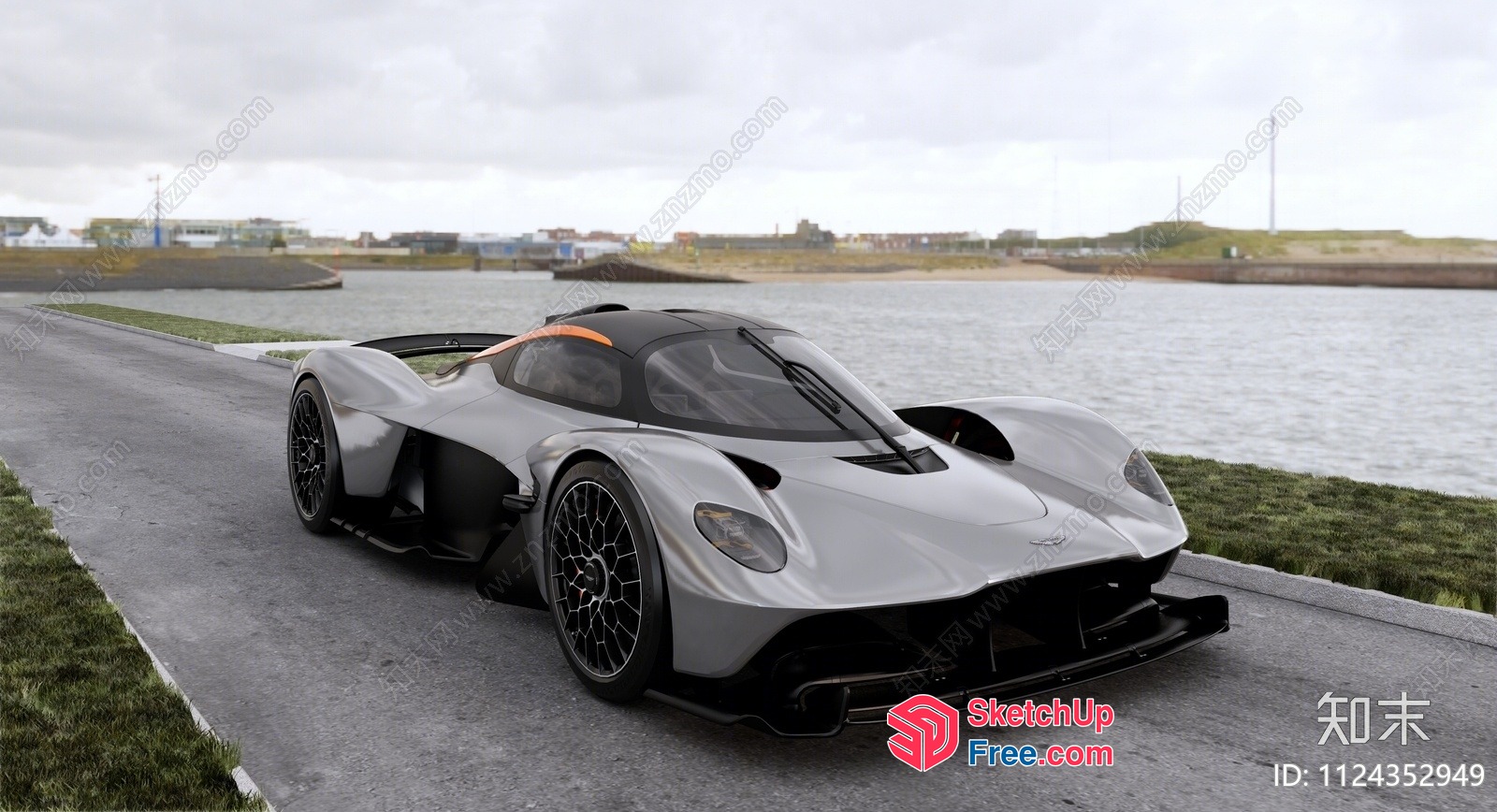 Modern Luxury Sports Car On A Coastal Road 3D SketchUp File