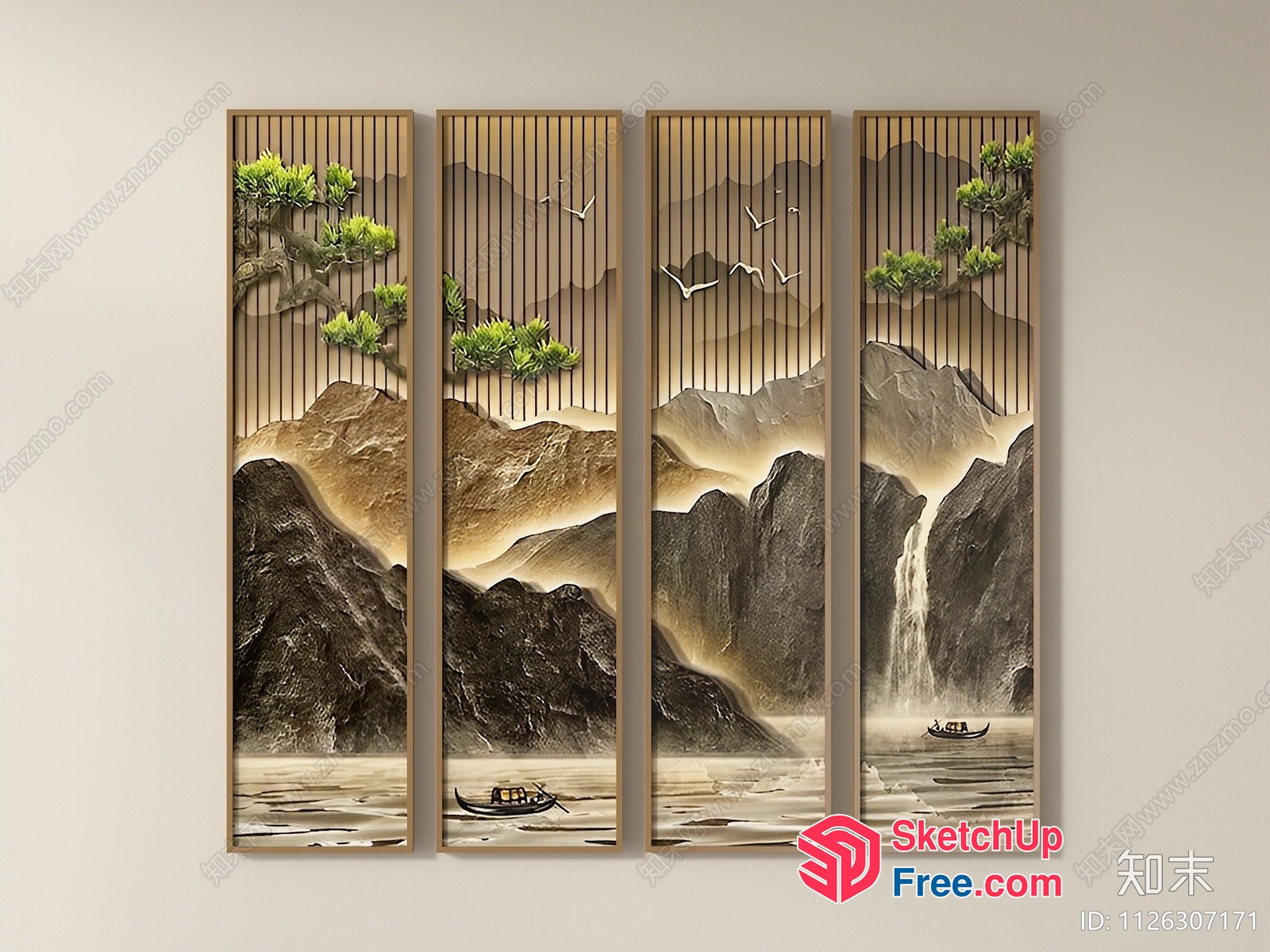 Japanese Style Landscape Painting 3D SketchUp File