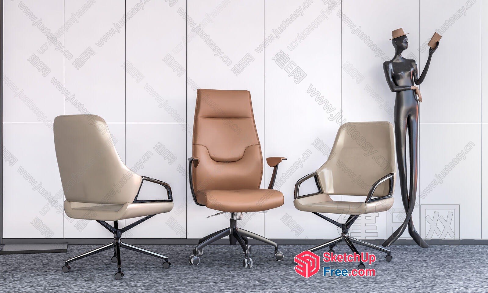 Office Chairs In Modern And Minimalist Style 3D SketchUp File