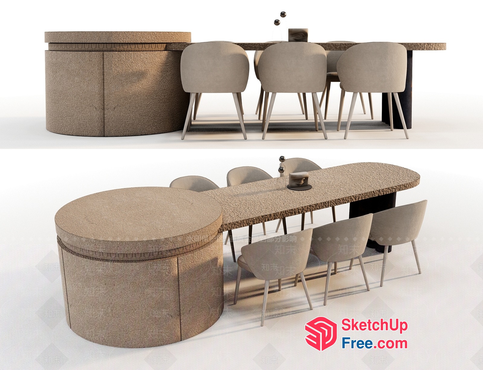 Modern Dining Table Set With Chairs 3D SketchUp File