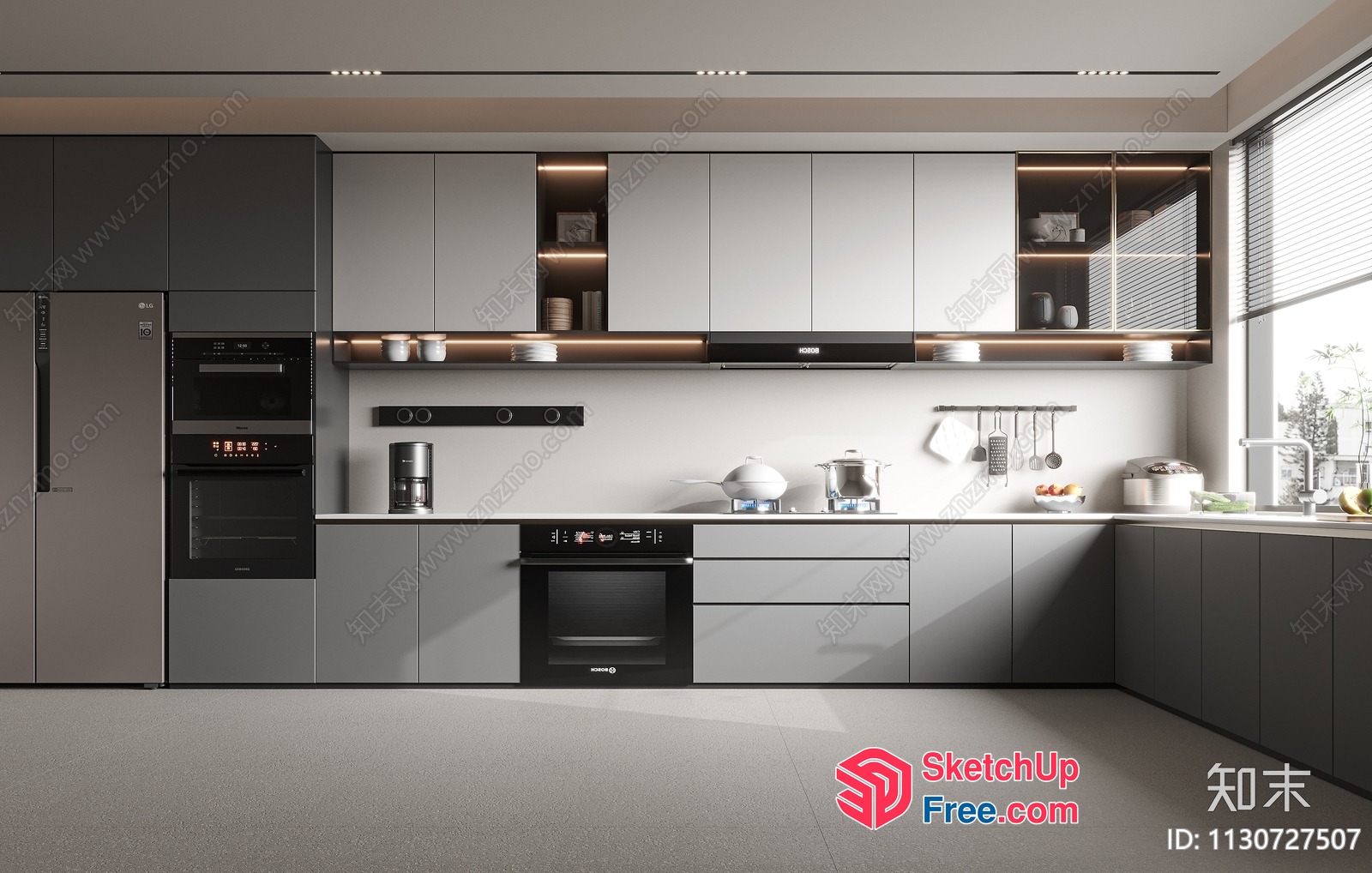 Modern Kitchen Interior With Sleek Appliances And Lighting 3D SketchUp File