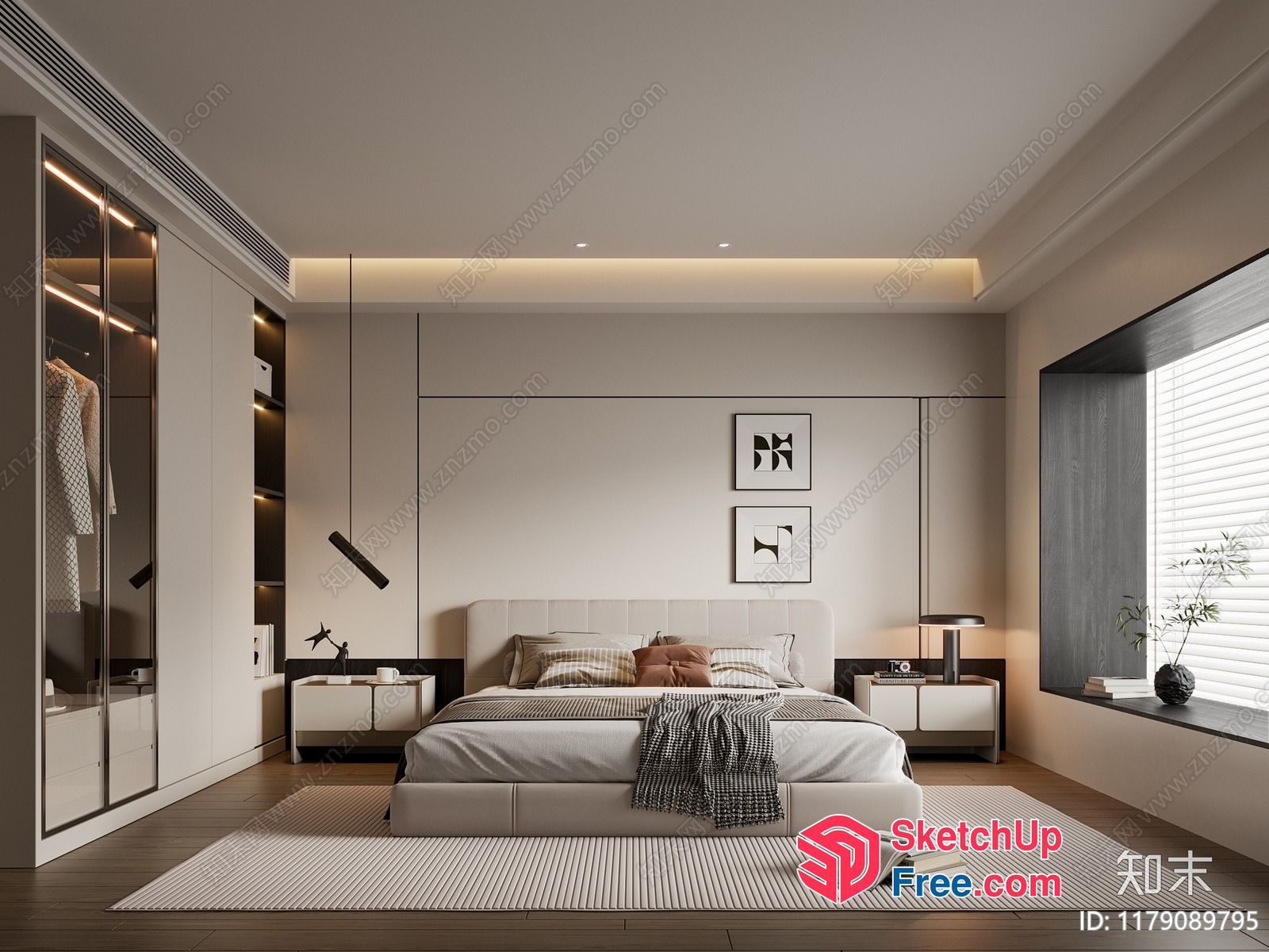 Modern Minimalist Bedroom With Sleek Furniture 3D SketchUp File