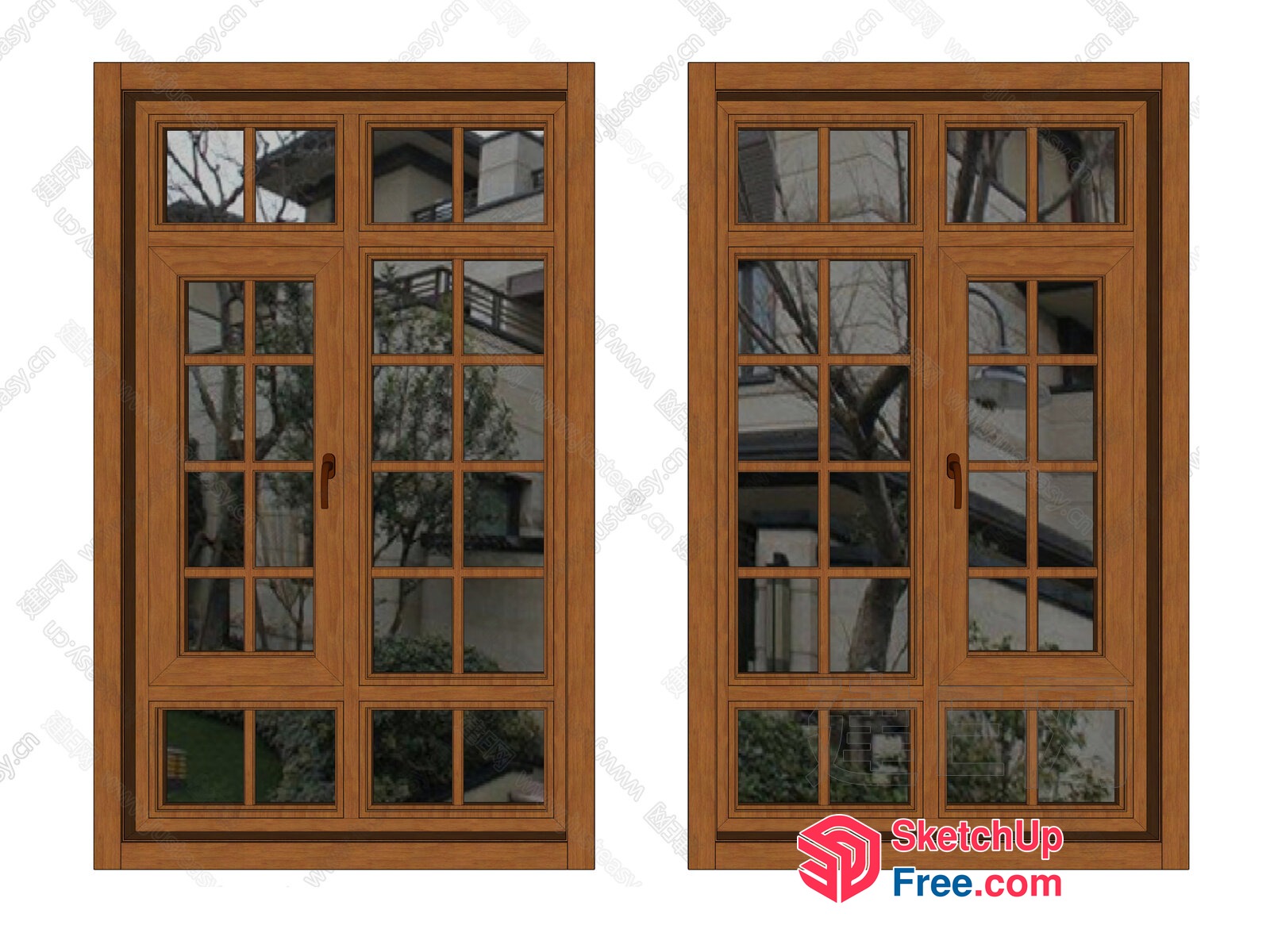Elegant Wood Window Design With Classic Glass Panes 3D SketchUp File