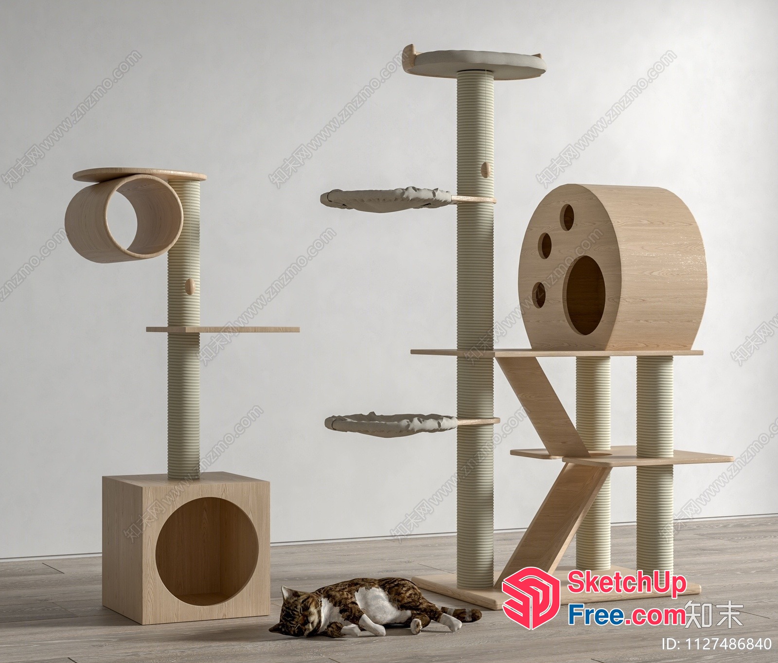 Modern Minimalist Cat Tree Furniture 3D SketchUp File