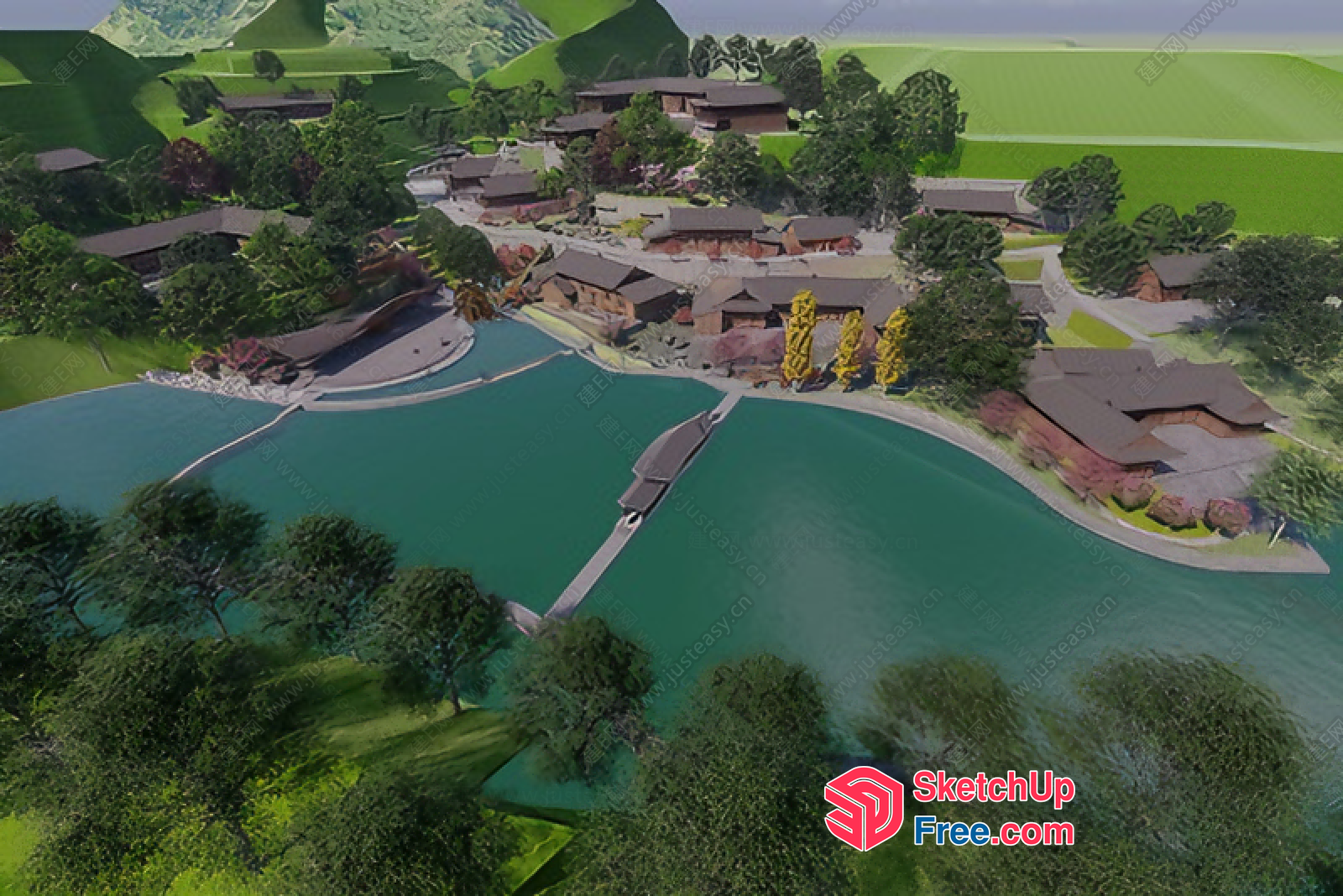 Serene Waterfront Homestay With Natural Surroundings 3D SketchUp File