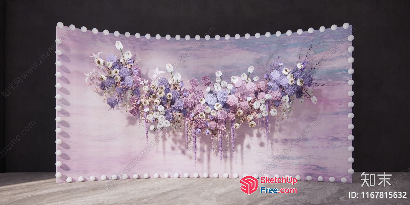Lavender Floral Arrangement On Pastel Background 3D SketchUp File
