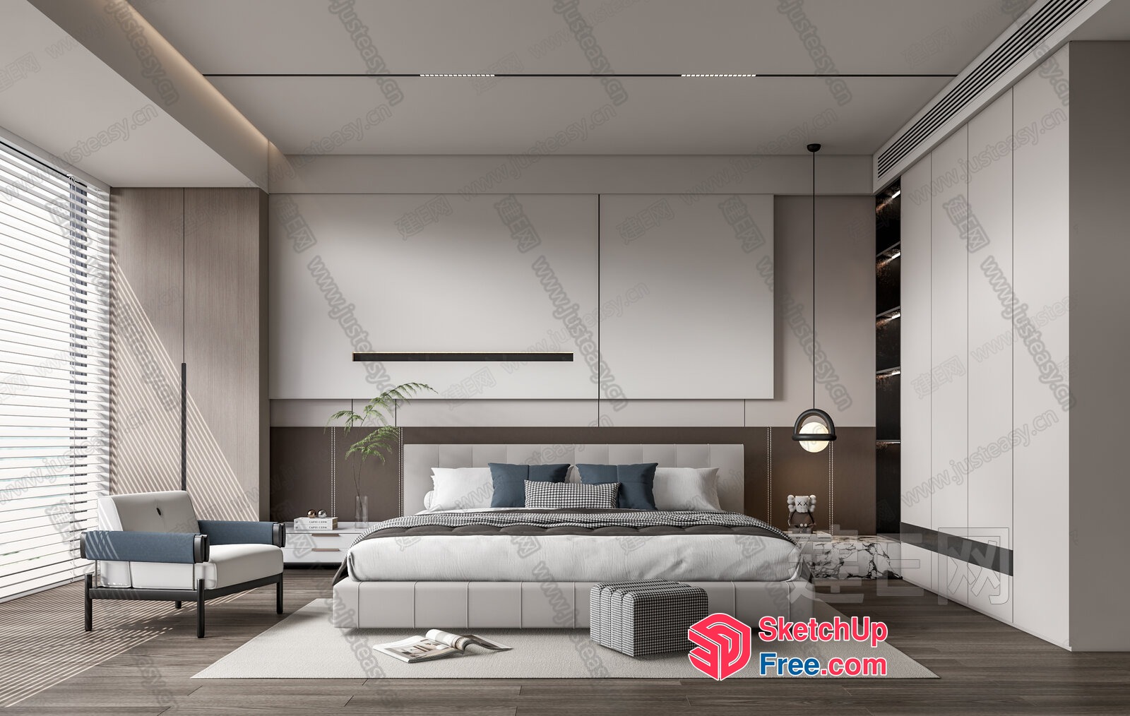 Modern Minimalist Bedroom Interior Design 3D SketchUp File