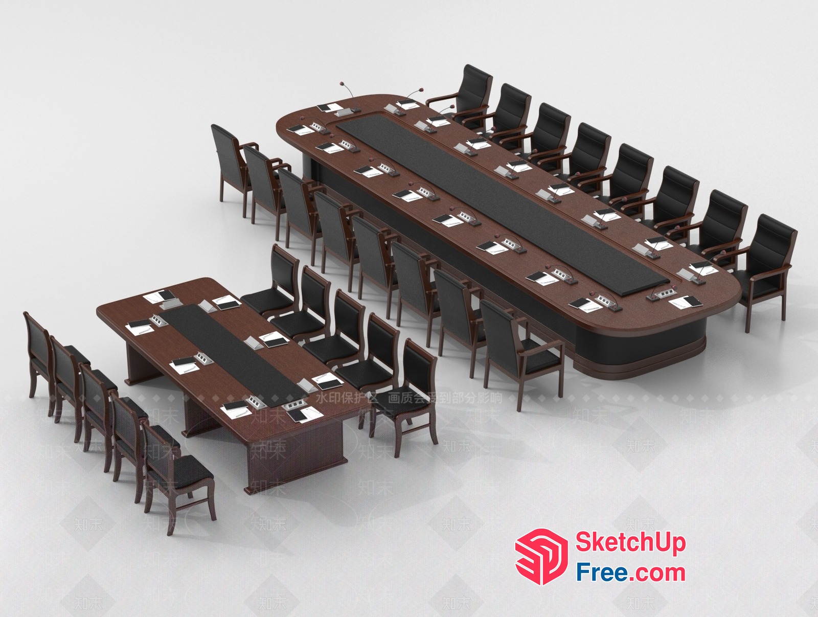 Large Conference Room Tables And Chairs 3D SketchUp File