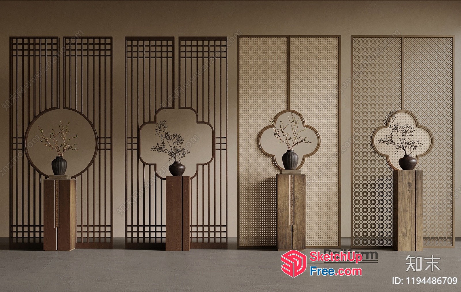 Traditional Asian-Inspired Decorative Partition Screens 3D SketchUp File Traditional Asian-Inspired Decorative Partition Screens 3D SketchUp File