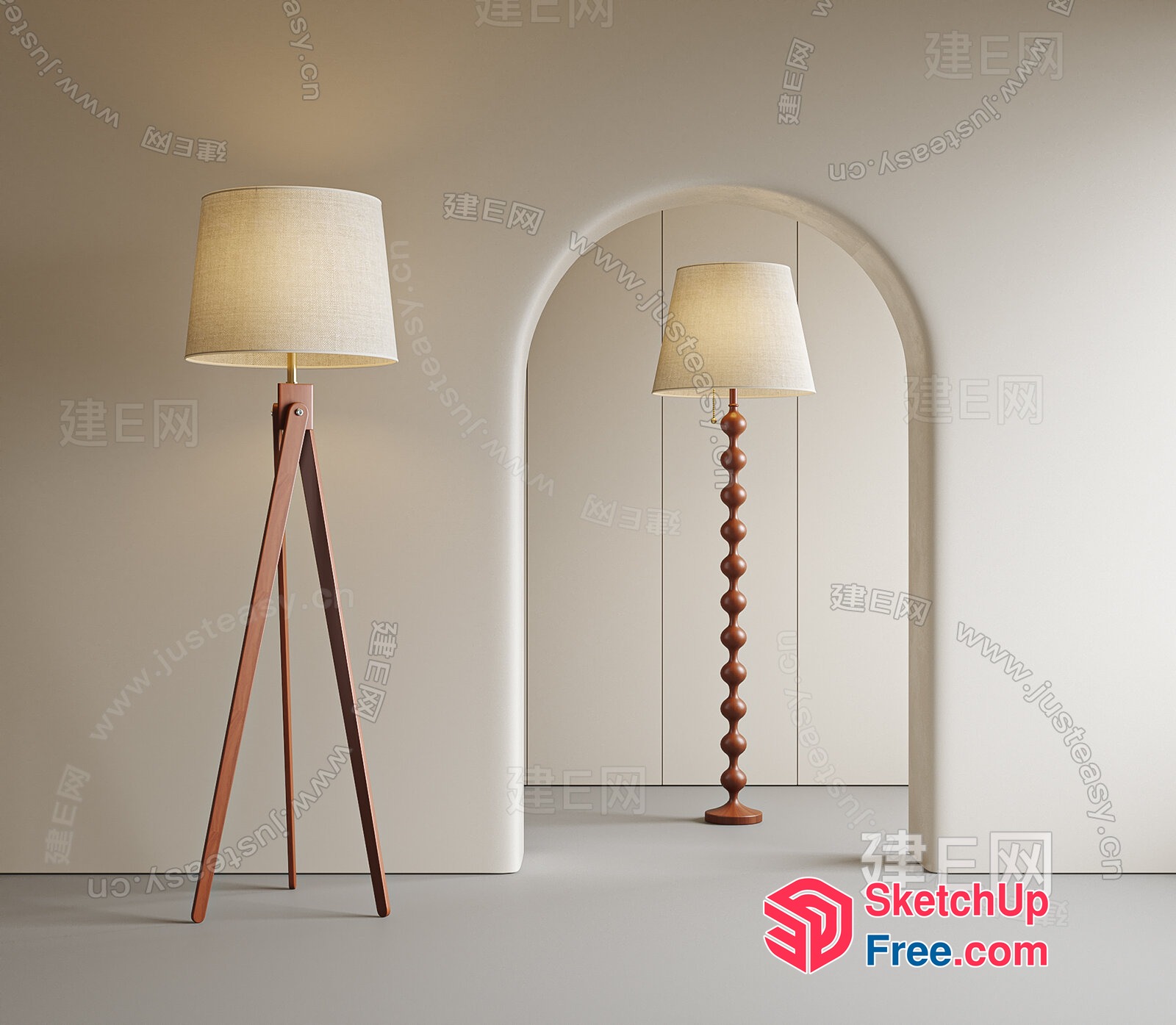 Elegant Floor Lamps With Classic Shades 3D SketchUp File