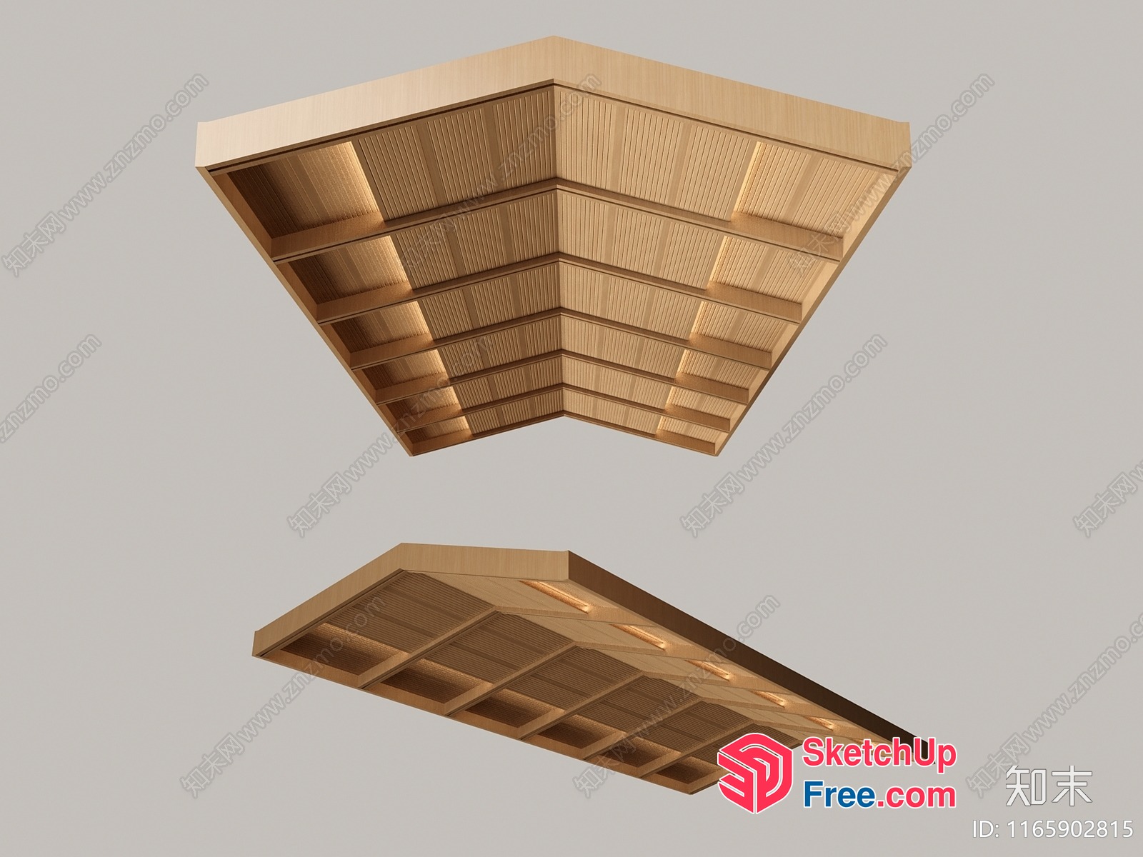 Wooden Ceiling Design With Soft Lighting 3D SketchUp File