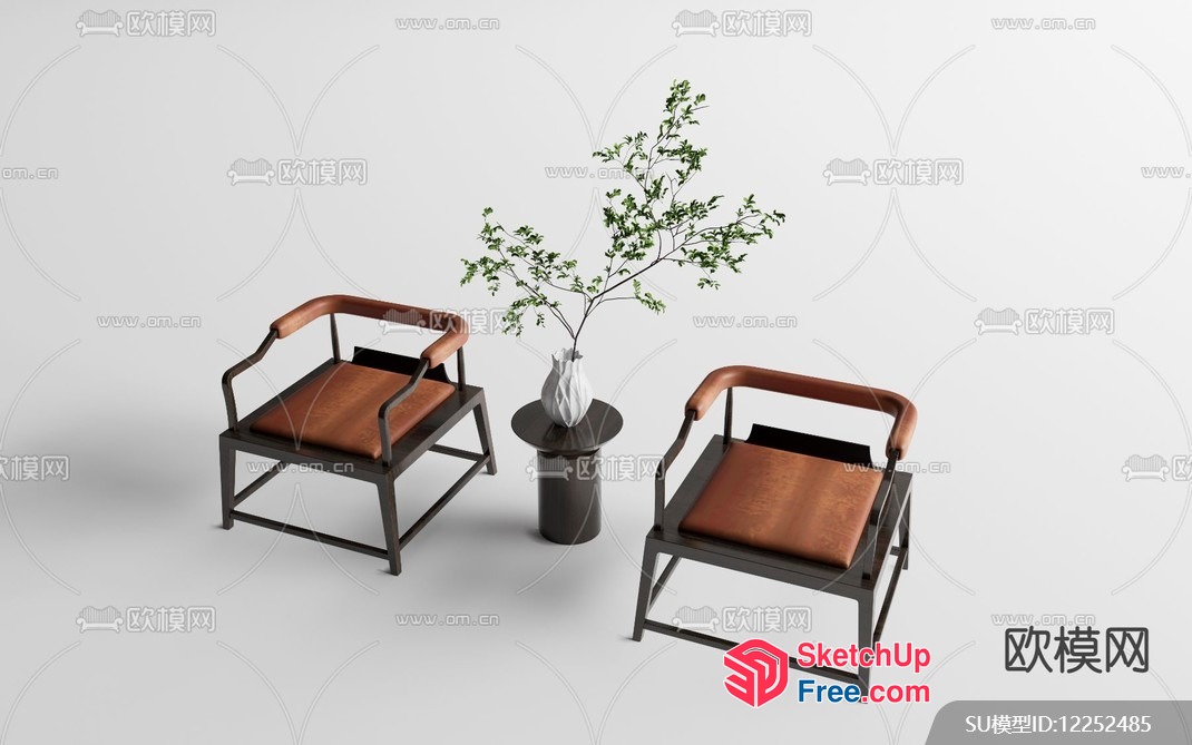 Modern Minimalist Living Room Furniture Set 3D SketchUp File