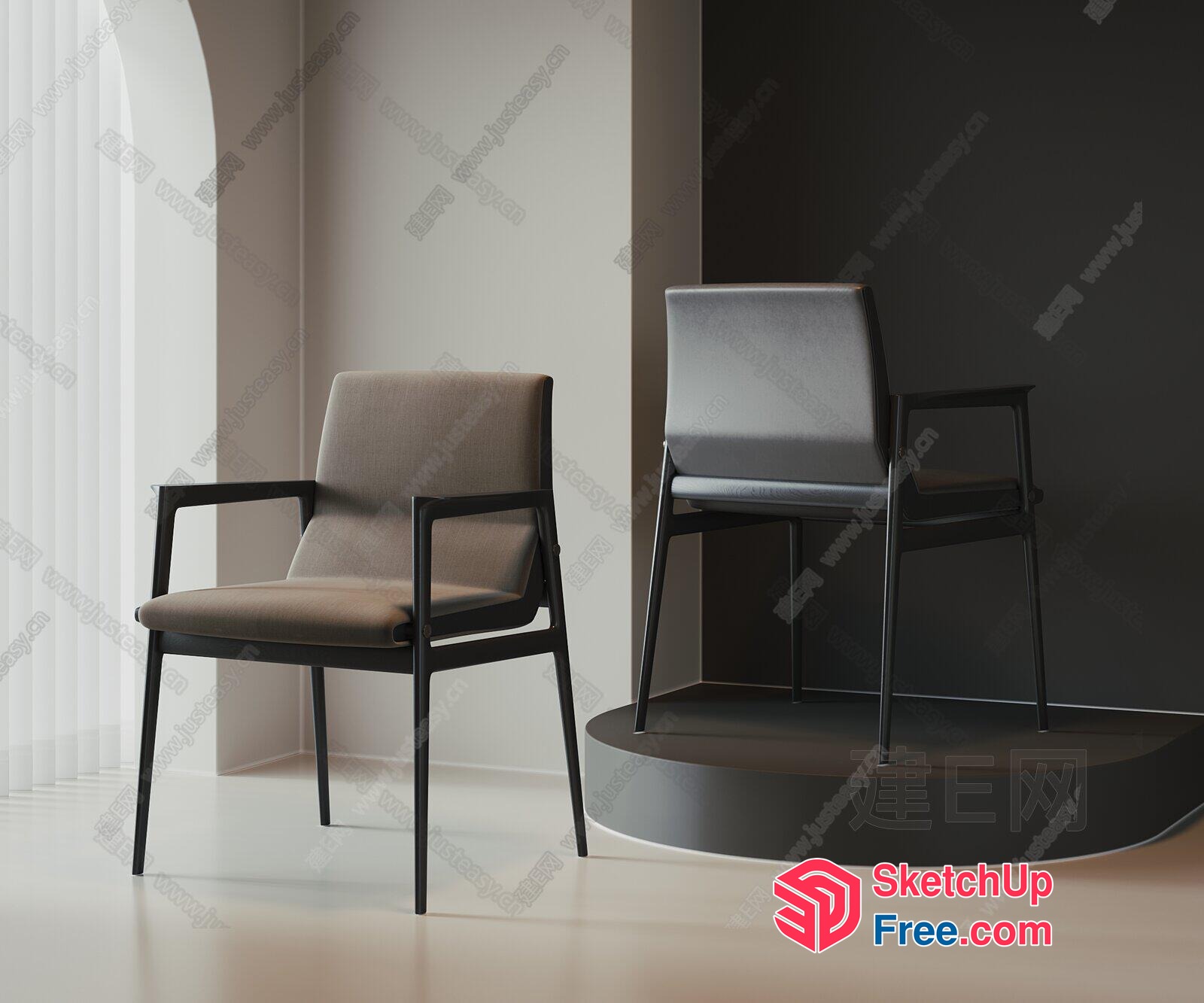 Modern Minimalist Chairs In Neutral Tones 3D SketchUp File